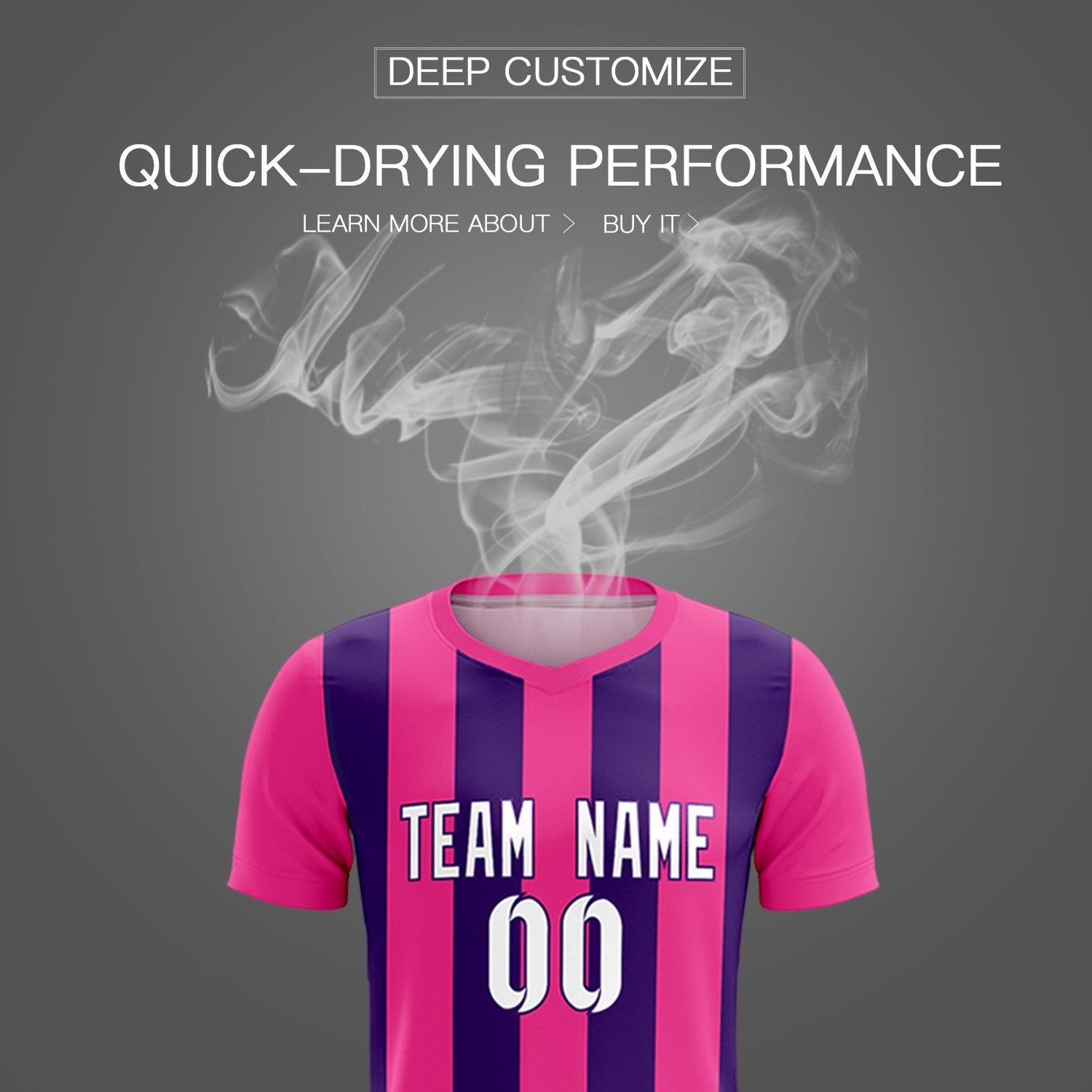 Custom Pink Purple Vertical Stripes Casual Outdoor Soccer Sets Jersey