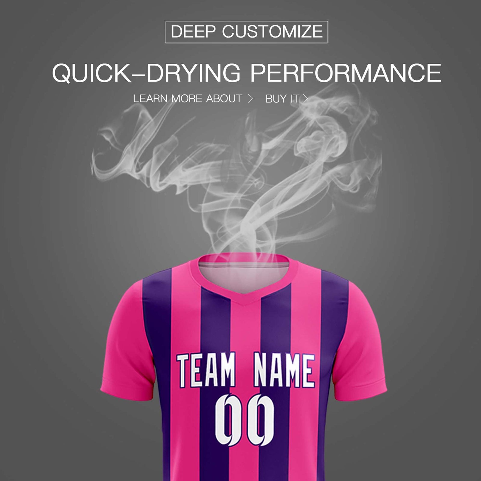 Custom Pink Purple Vertical Stripes Casual Outdoor Soccer Sets Jersey
