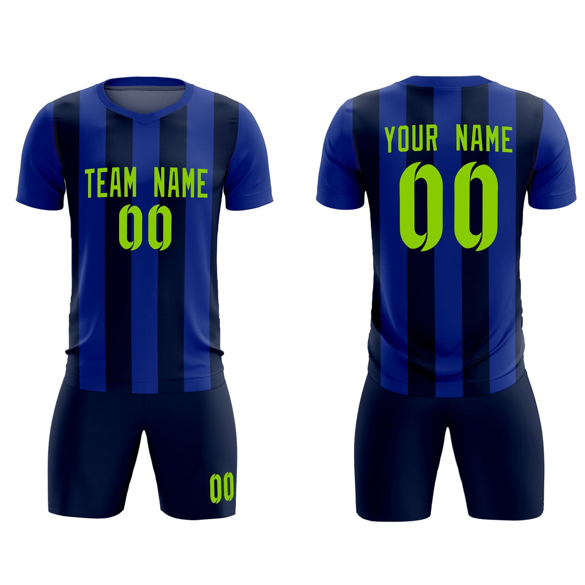 Custom Royal Navy Vertical Stripes Casual Outdoor Soccer Sets Jersey