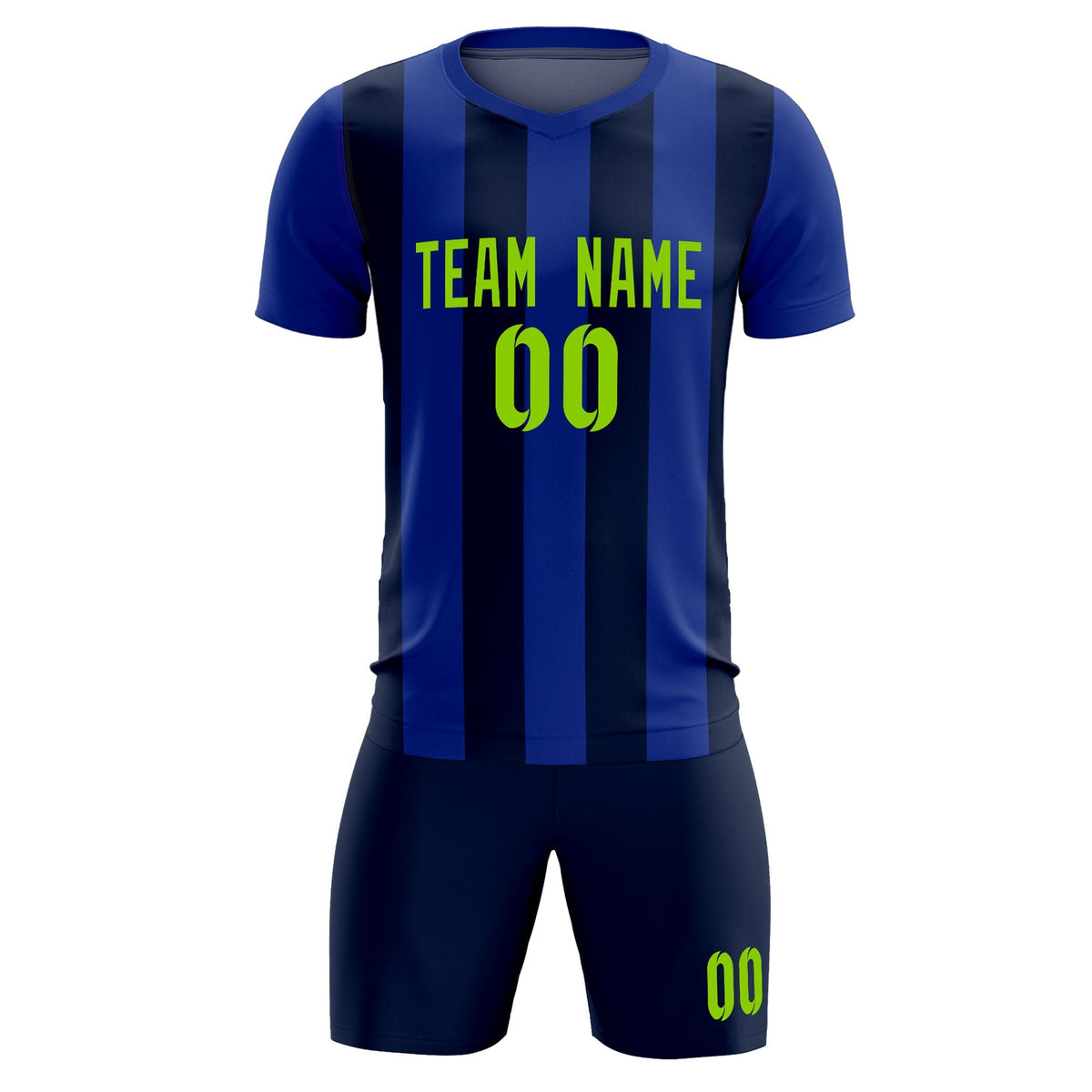 Custom Royal Navy Vertical Stripes Casual Outdoor Soccer Sets Jersey