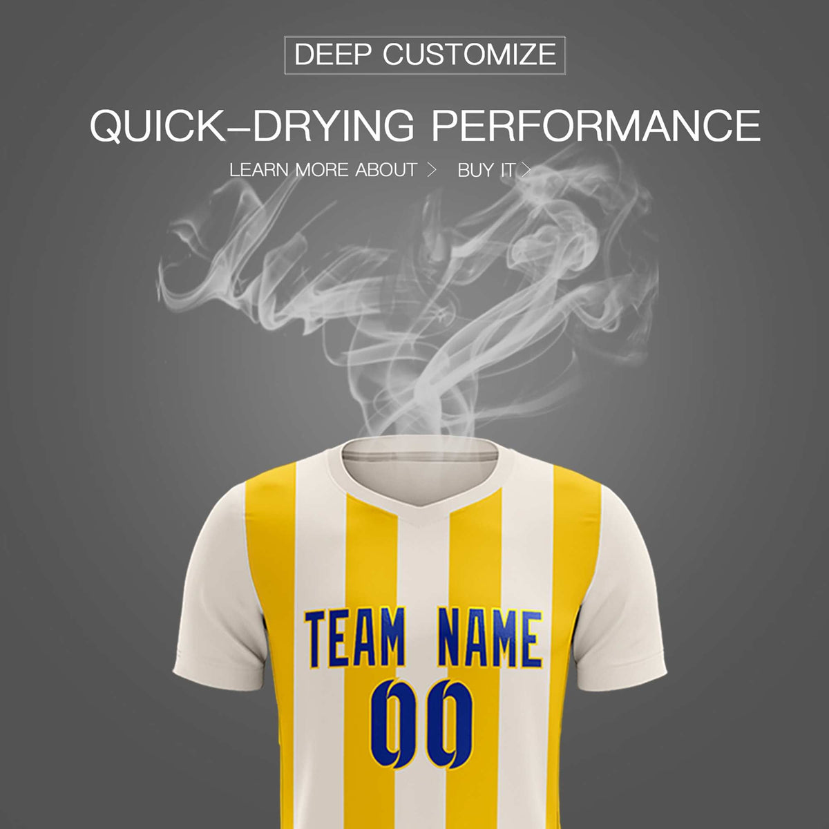 Custom Cream Gold Vertical Stripes Casual Outdoor Soccer Sets Jersey