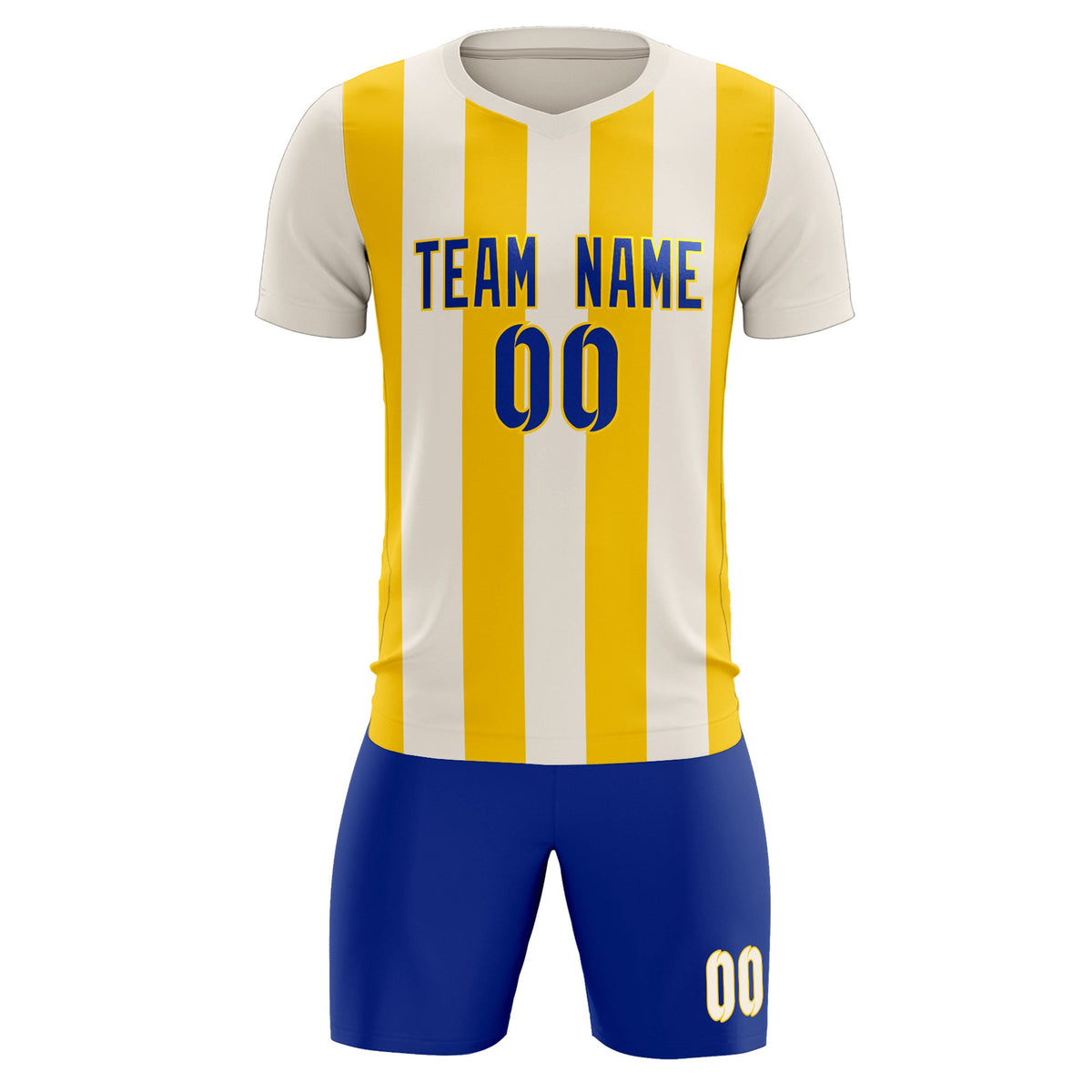 Custom Cream Gold Vertical Stripes Casual Outdoor Soccer Sets Jersey
