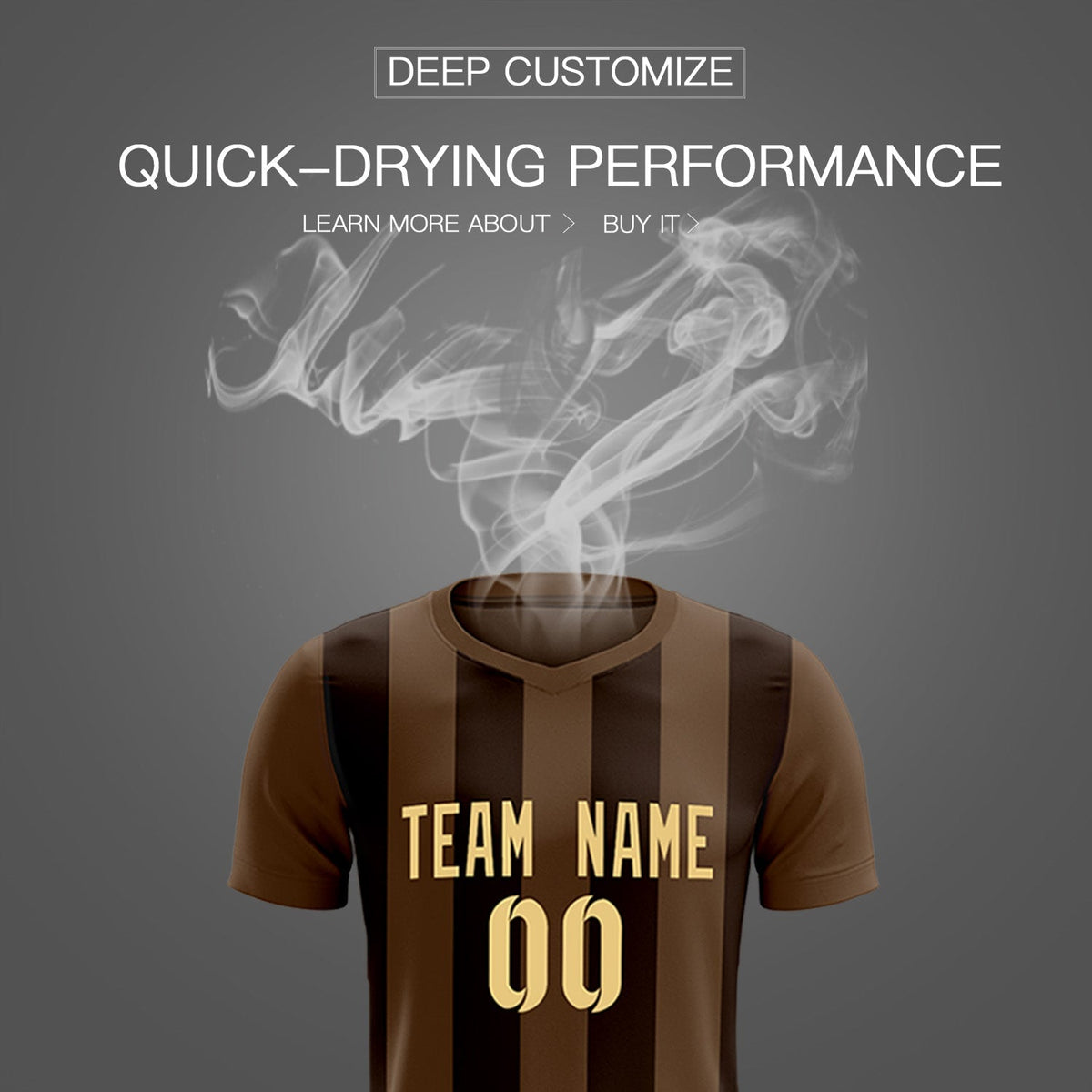 Custom Light Brown Brown Vertical Stripes Casual Outdoor Soccer Sets Jersey