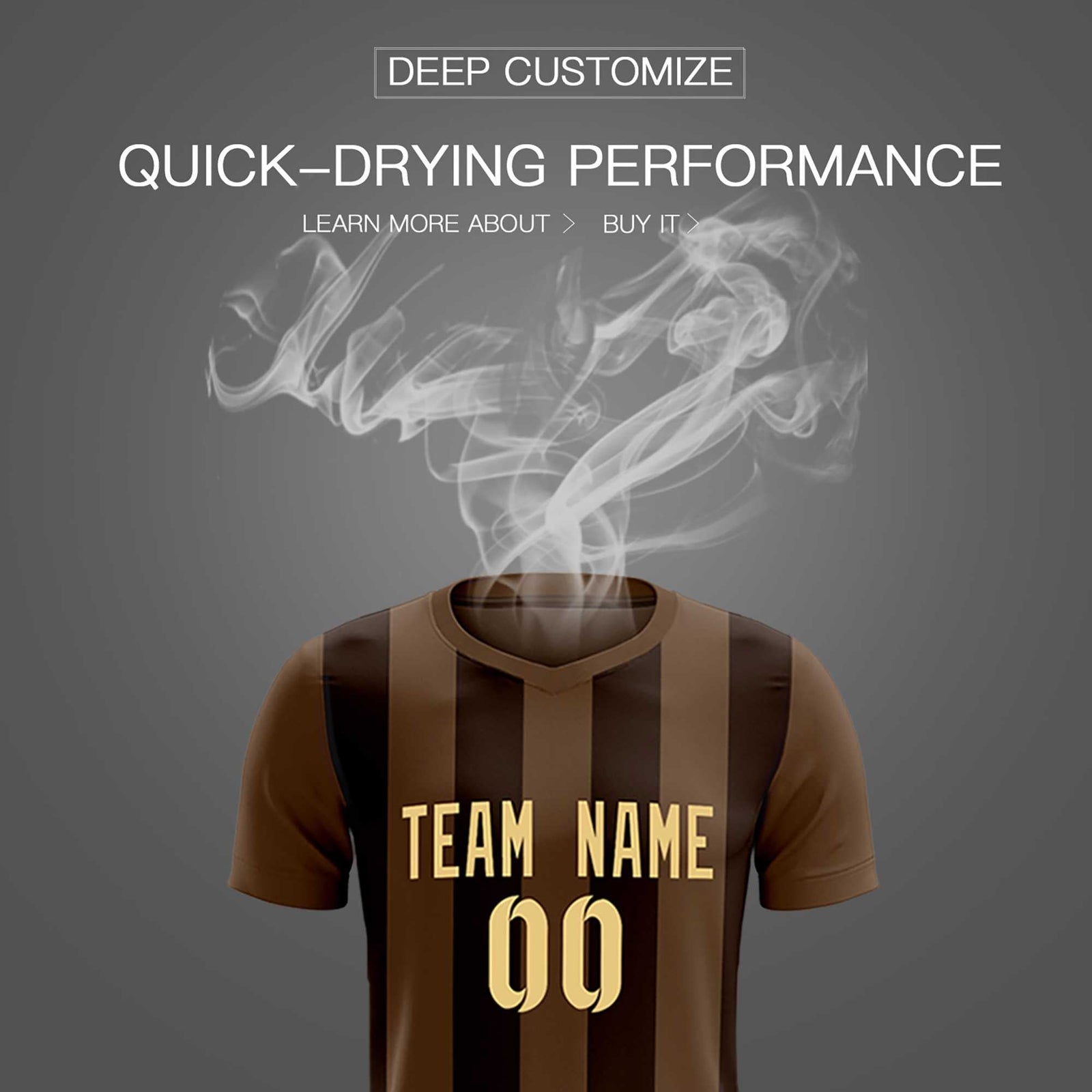 Custom Light Brown Brown Vertical Stripes Casual Outdoor Soccer Sets Jersey