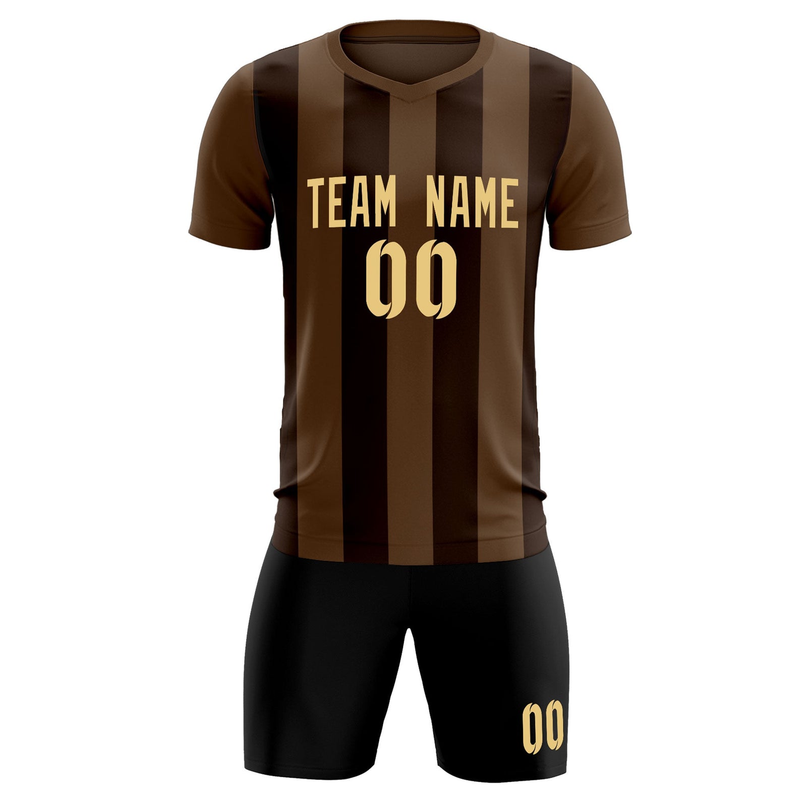 Custom Light Brown Brown Vertical Stripes Casual Outdoor Soccer Sets Jersey