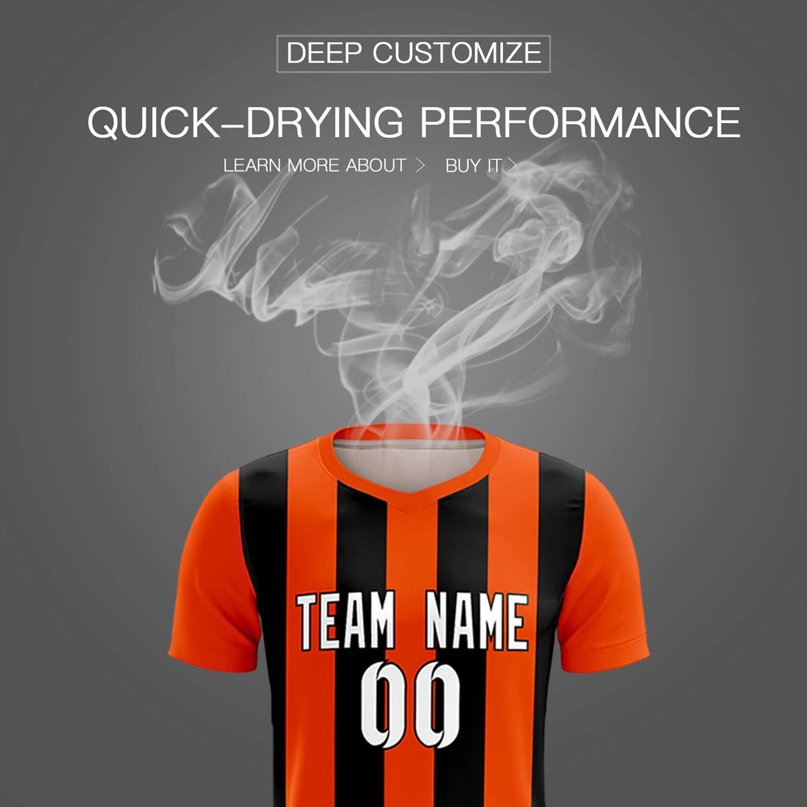 Custom Orange Black Vertical Stripes Casual Outdoor Soccer Sets Jersey