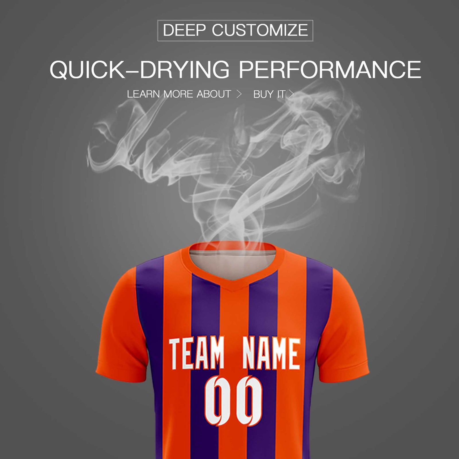 Custom Orange Purple Vertical Stripes Casual Outdoor Soccer Sets Jersey
