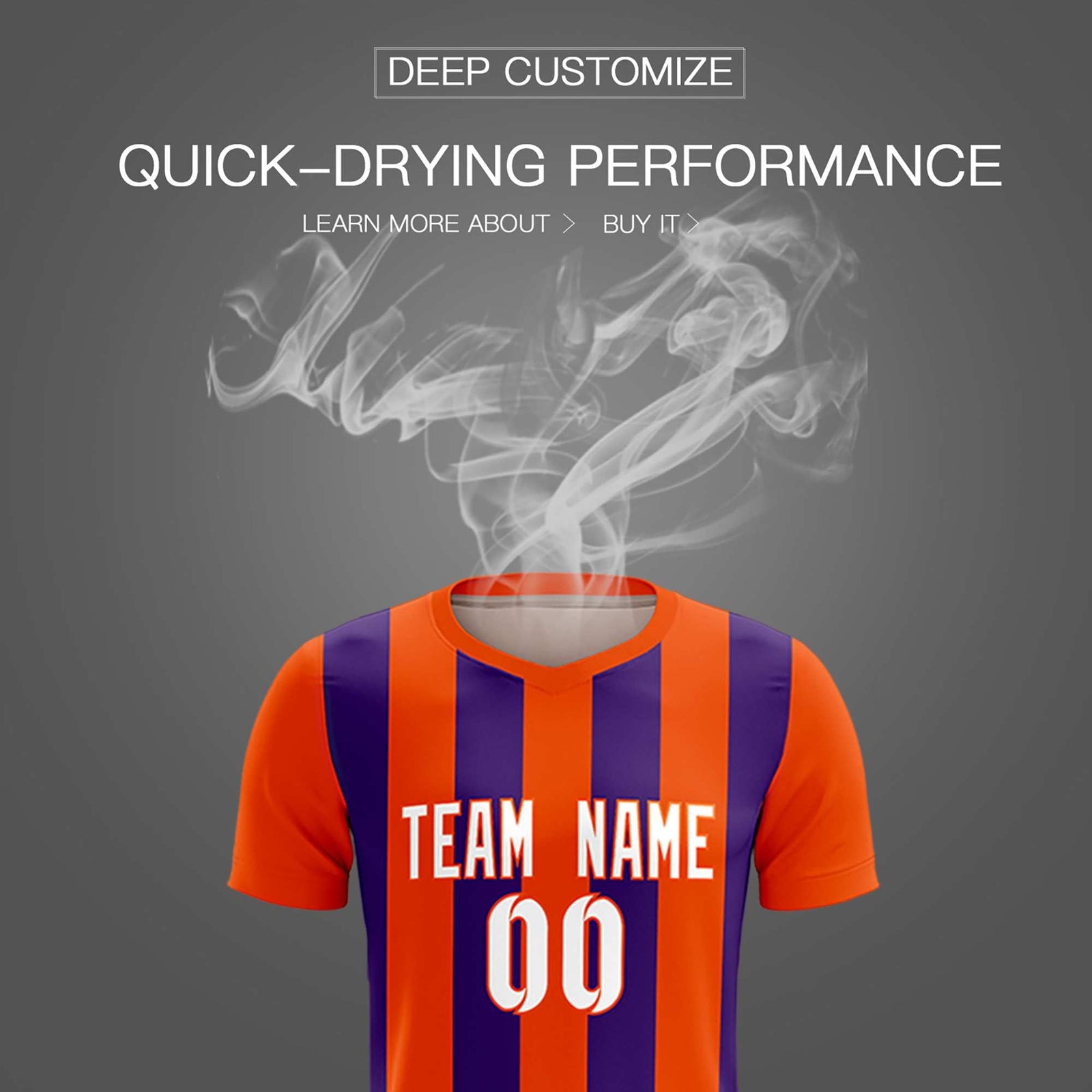 Custom Orange Purple Vertical Stripes Casual Outdoor Soccer Sets Jersey