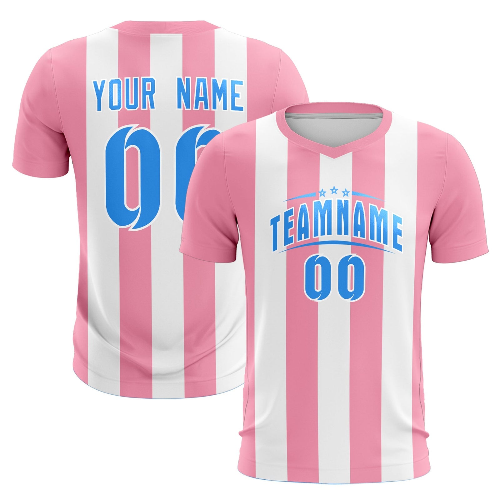 Custom White Light Pink Vertical Stripes Casual Outdoor Soccer Sets Jersey