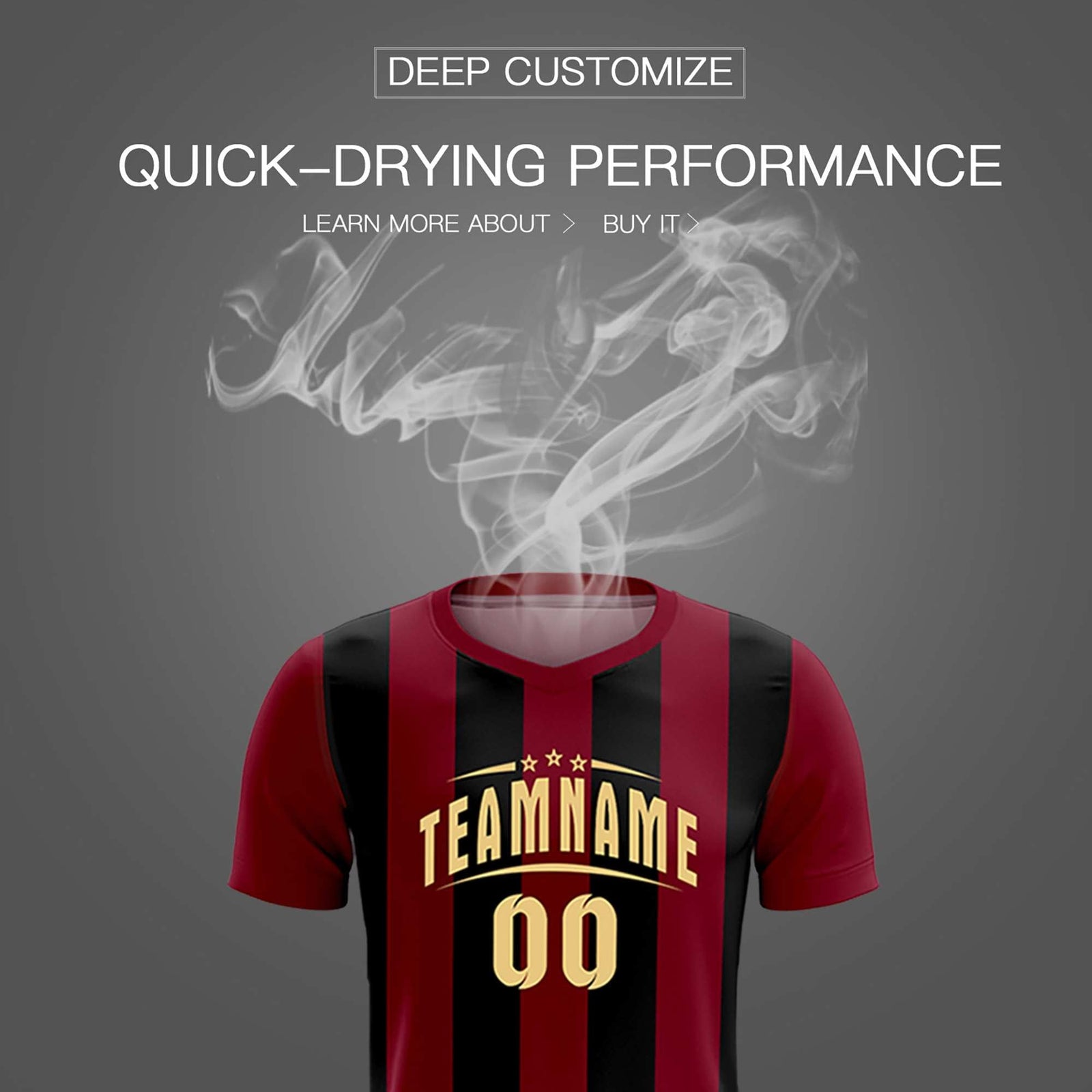 Custom Crimson Black Vertical Stripes Casual Outdoor Soccer Sets Jersey