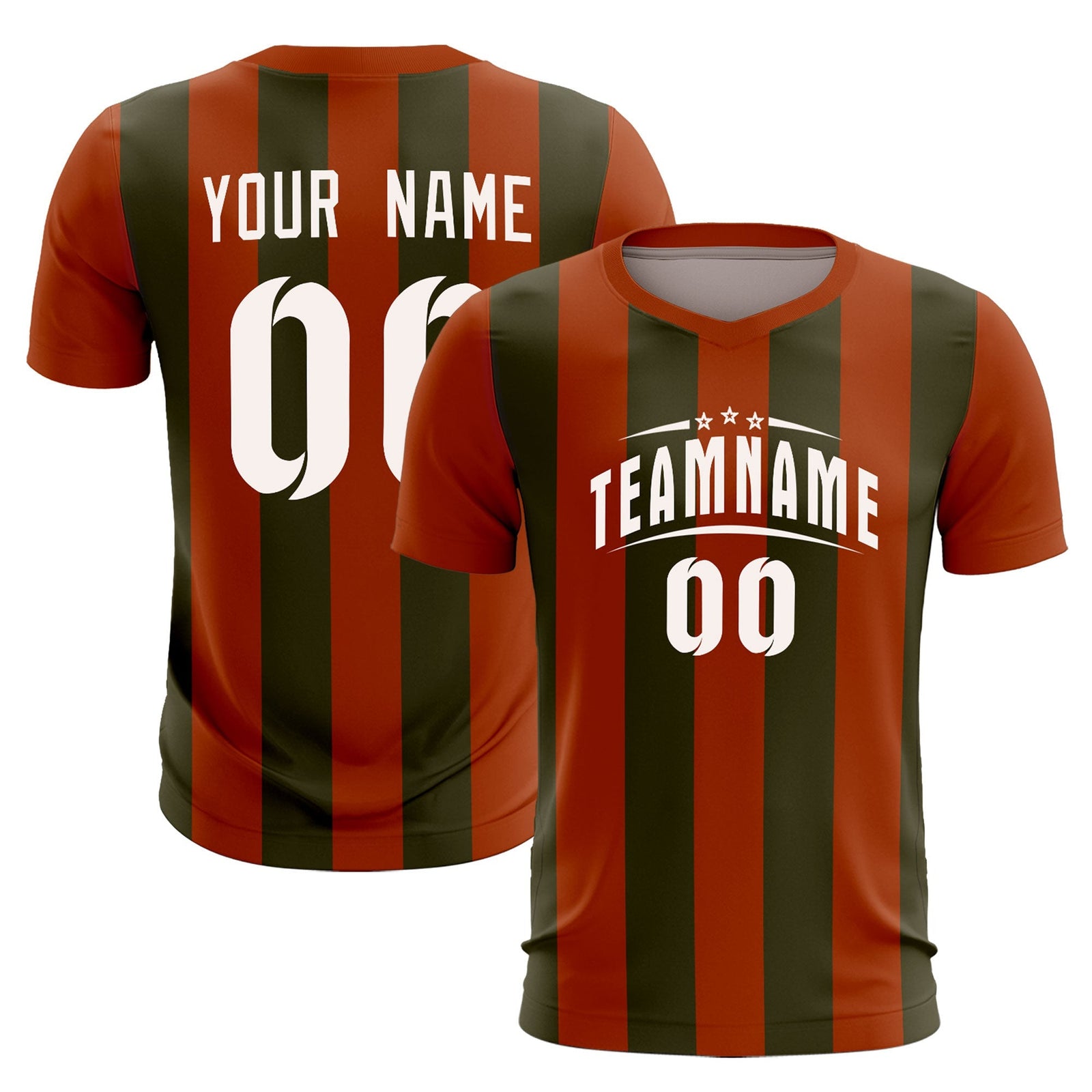 Custom Texas Orange Olive Vertical Stripes Casual Outdoor Soccer Sets Jersey