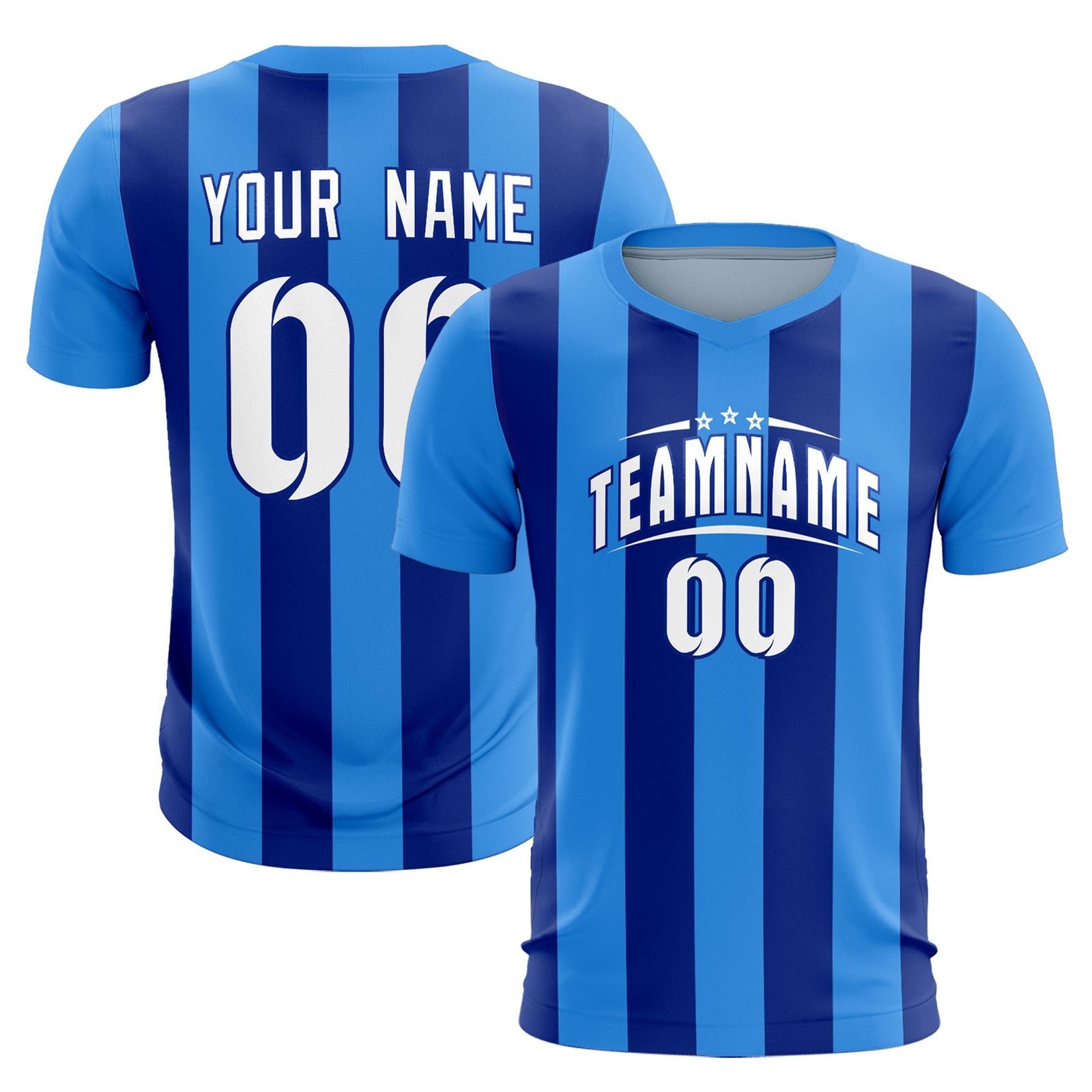 Custom Powder Blue Royal Vertical Stripes Casual Outdoor Soccer Sets Jersey