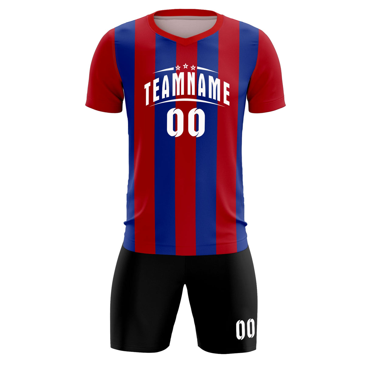 Custom Red Royal Vertical Stripes Casual Outdoor Soccer Sets Jersey