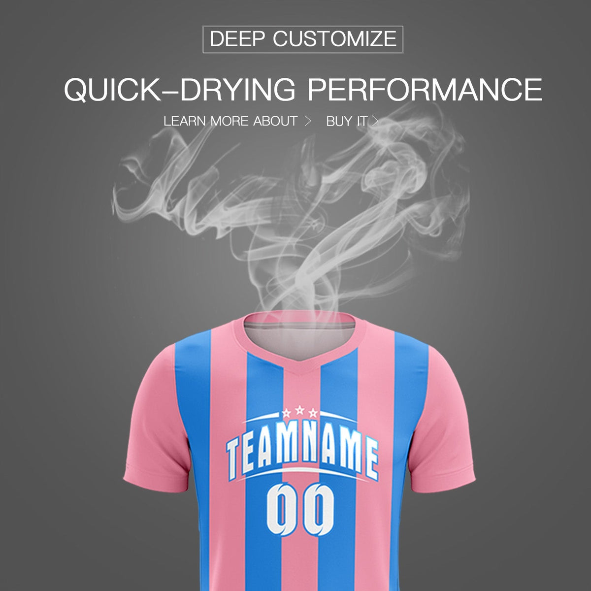 Custom Light Pink Powder Blue Vertical Stripes Casual Outdoor Soccer Sets Jersey