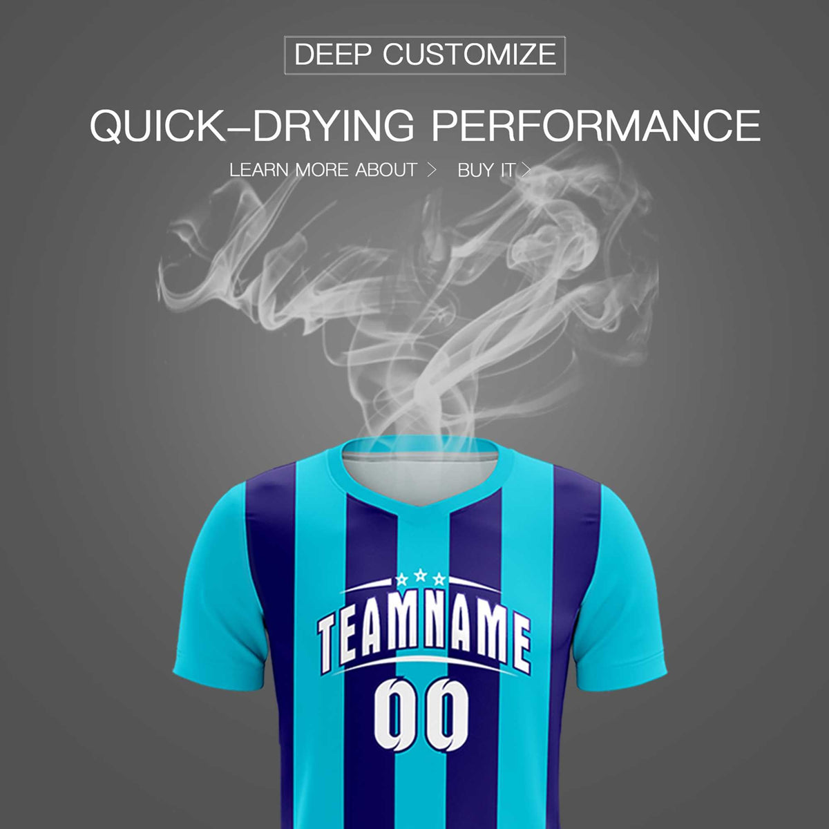 Custom Sky Blue Royal Vertical Stripes Casual Outdoor Soccer Sets Jersey