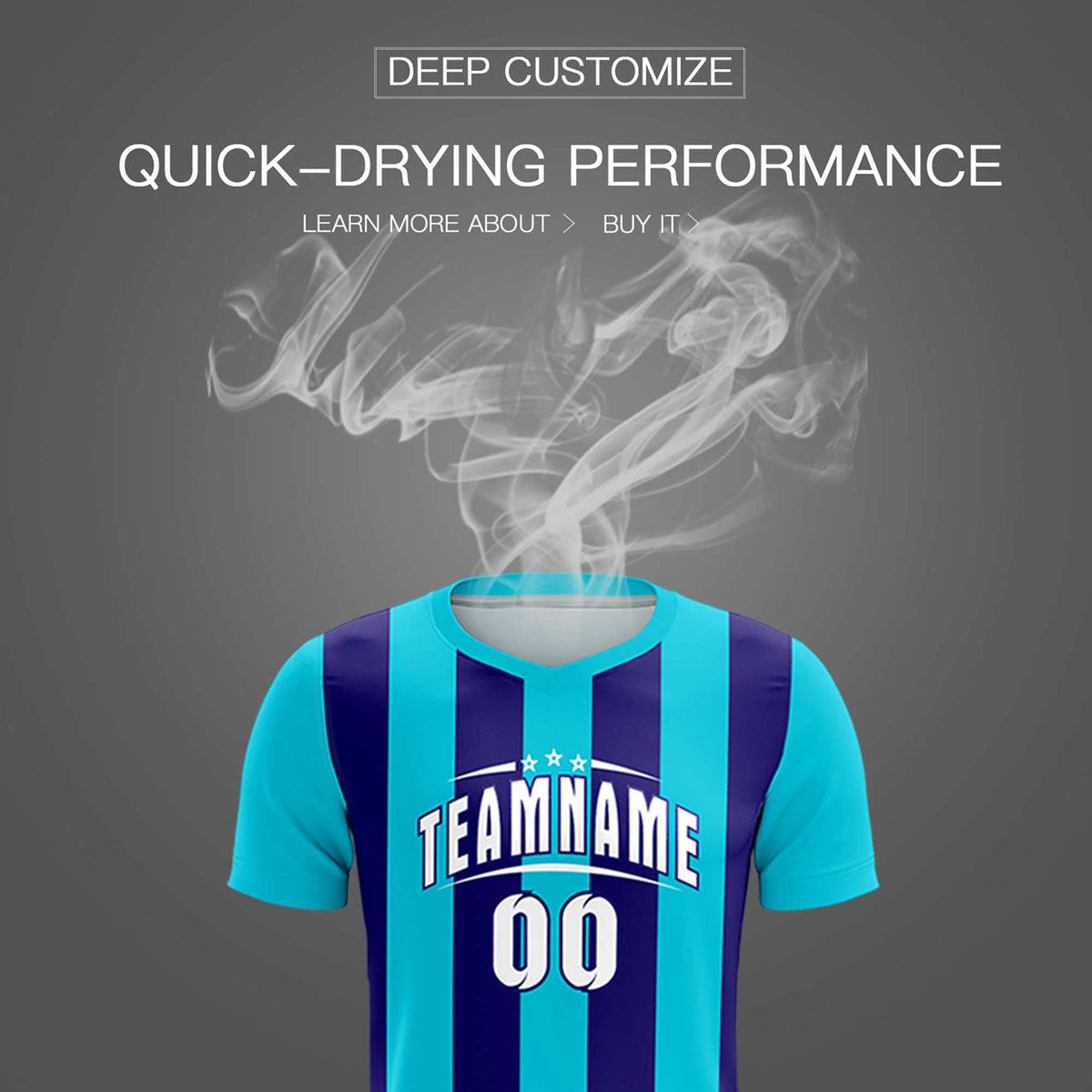 Custom Sky Blue Royal Vertical Stripes Casual Outdoor Soccer Sets Jersey