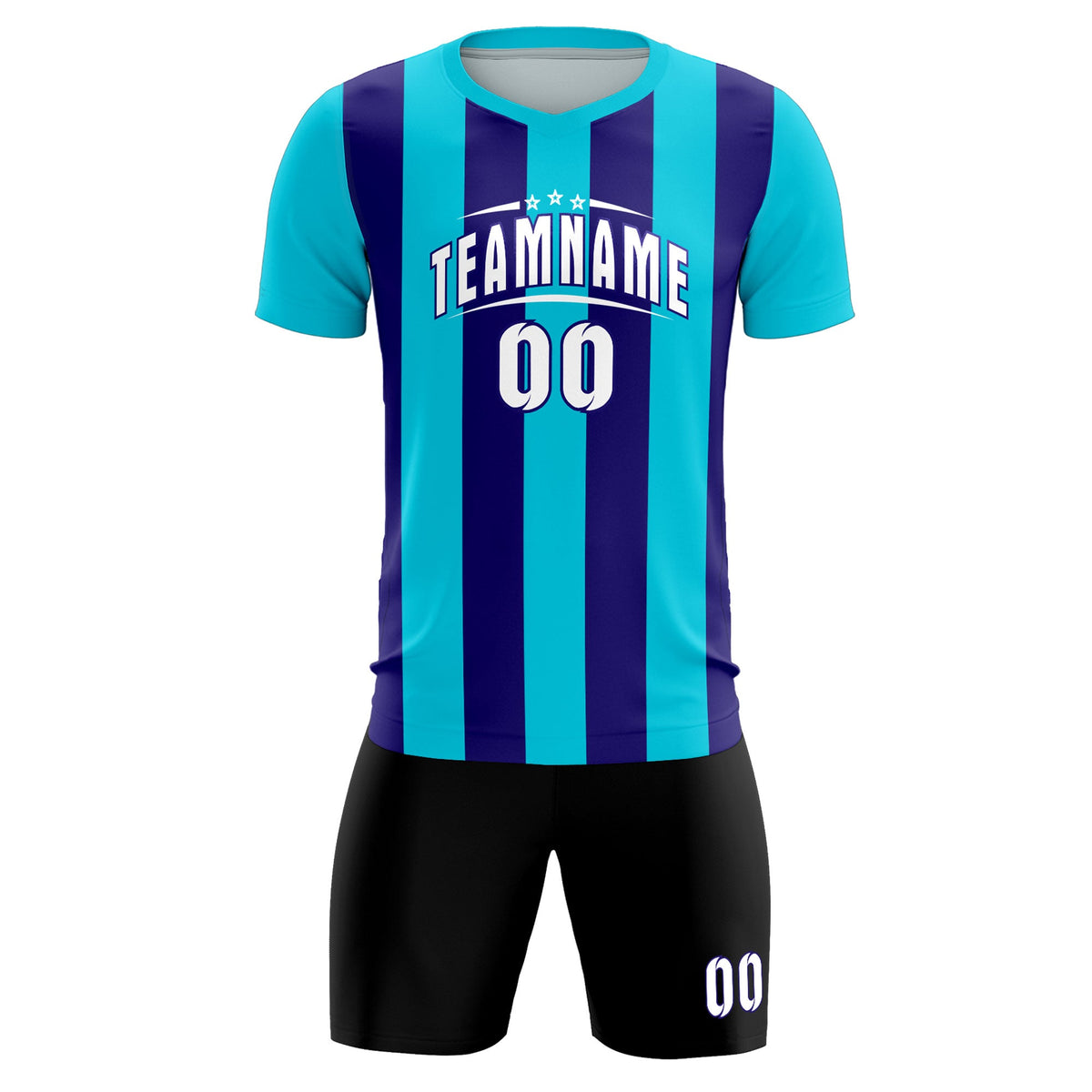 Custom Sky Blue Royal Vertical Stripes Casual Outdoor Soccer Sets Jersey