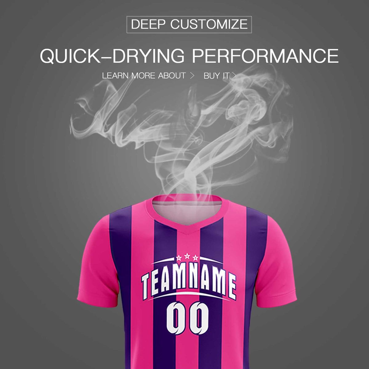 Custom Pink Purple Vertical Stripes Casual Outdoor Soccer Sets Jersey