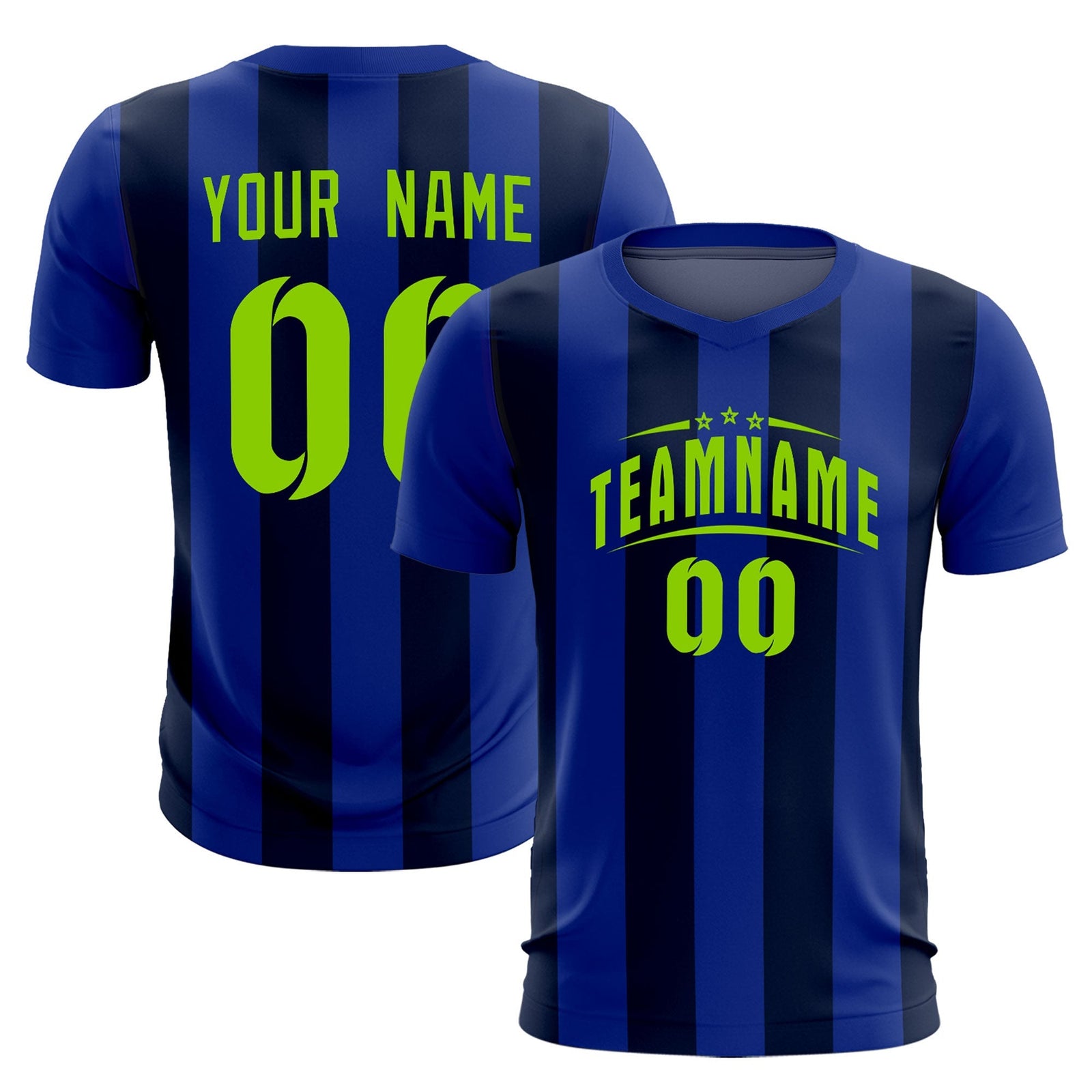 Custom Royal Navy Vertical Stripes Casual Outdoor Soccer Sets Jersey