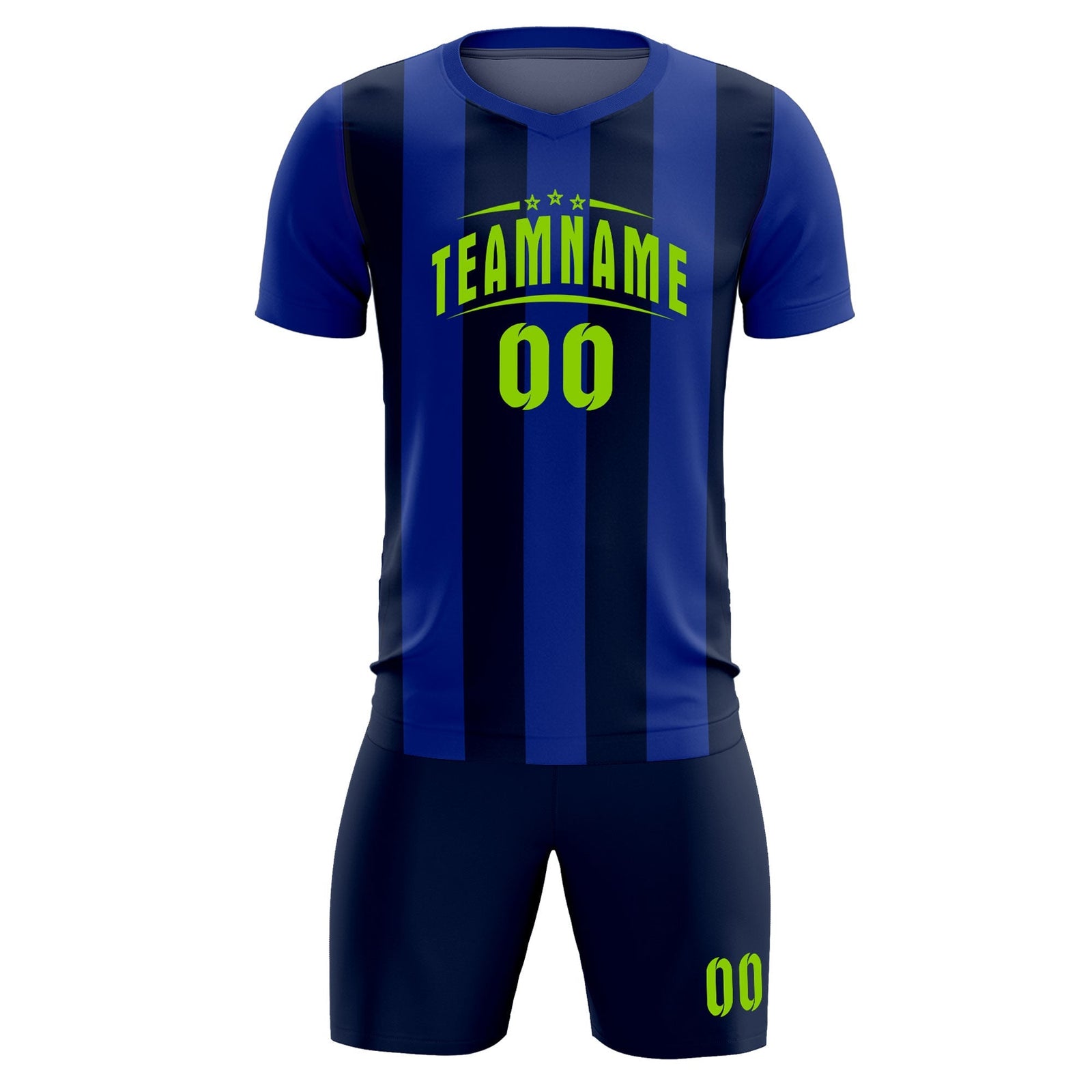 Custom Royal Navy Vertical Stripes Casual Outdoor Soccer Sets Jersey