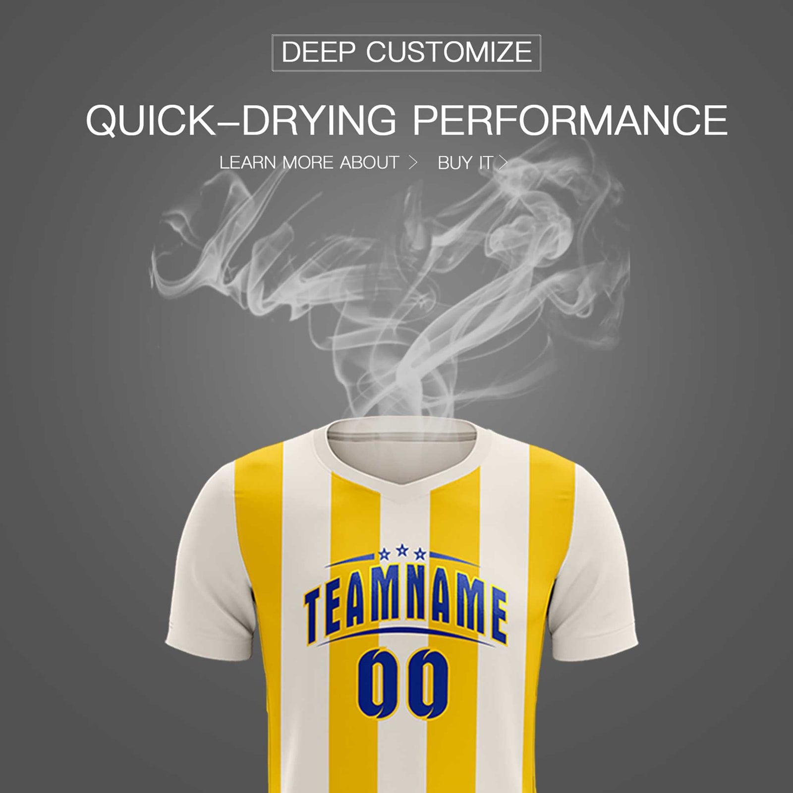 Custom Cream Gold Vertical Stripes Casual Outdoor Soccer Sets Jersey