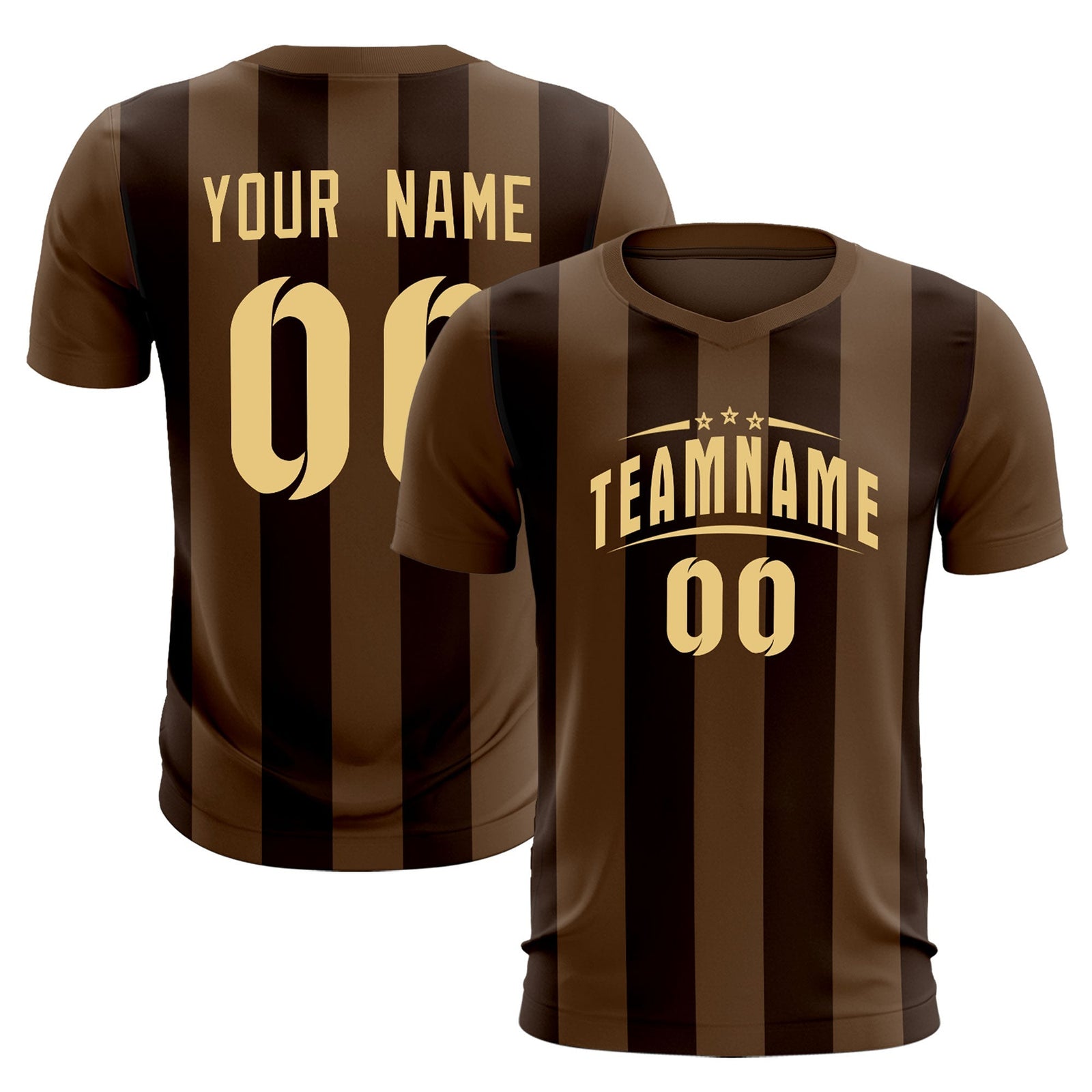 Custom Light Brown Brown Vertical Stripes Casual Outdoor Soccer Sets Jersey