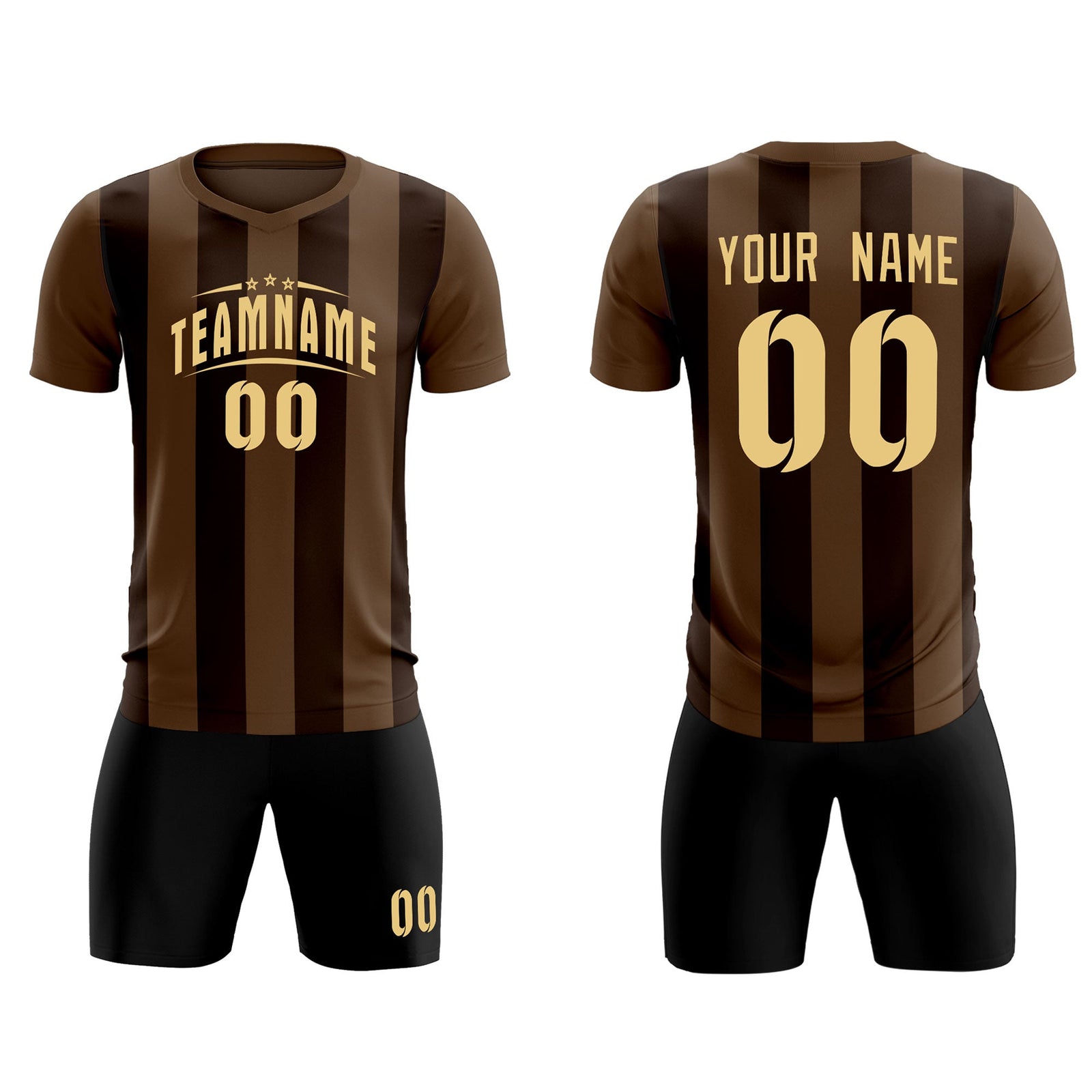 Custom Light Brown Brown Vertical Stripes Casual Outdoor Soccer Sets Jersey