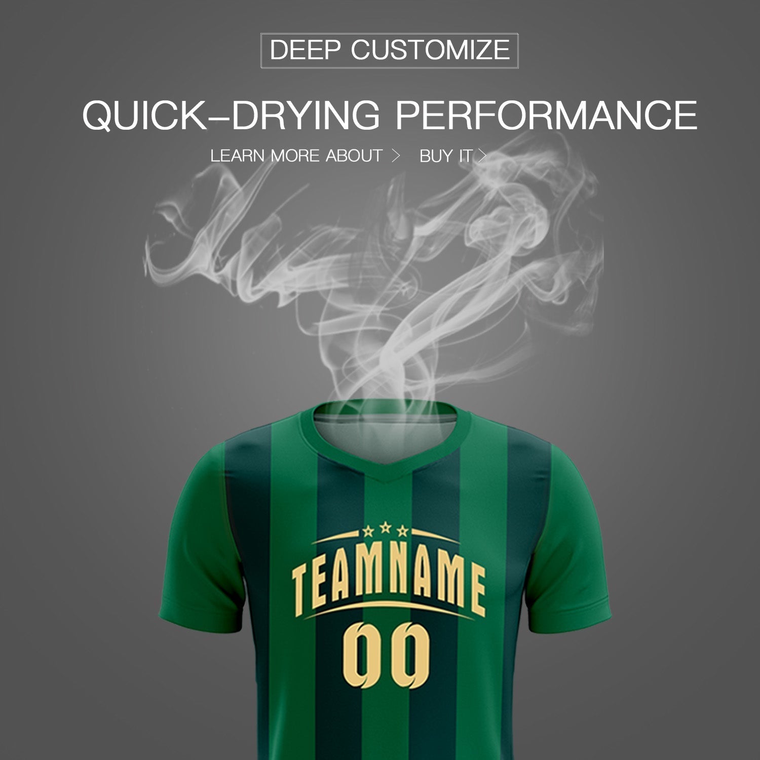 Custom Kelly Green Midnight Green Vertical Stripes Casual Outdoor Soccer Sets Jersey