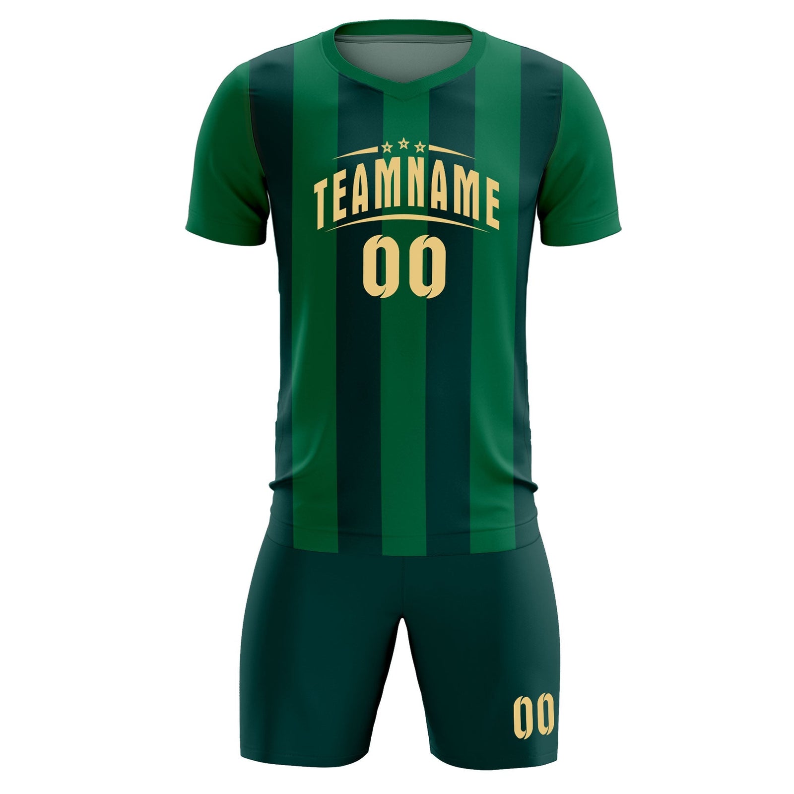 Custom Kelly Green Midnight Green Vertical Stripes Casual Outdoor Soccer Sets Jersey