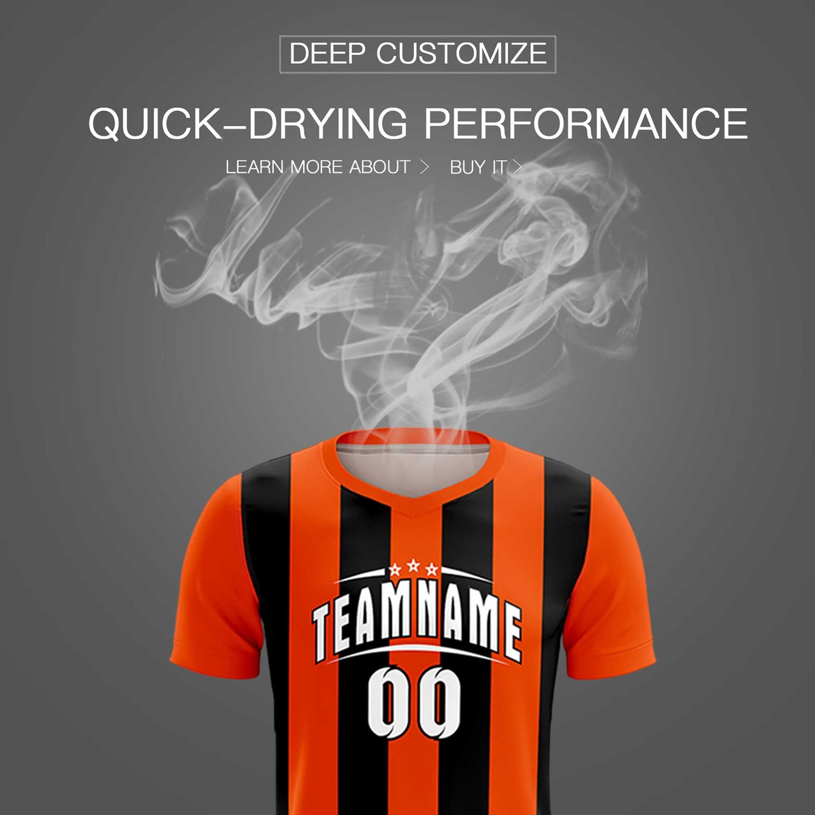Custom Orange Black Vertical Stripes Casual Outdoor Soccer Sets Jersey