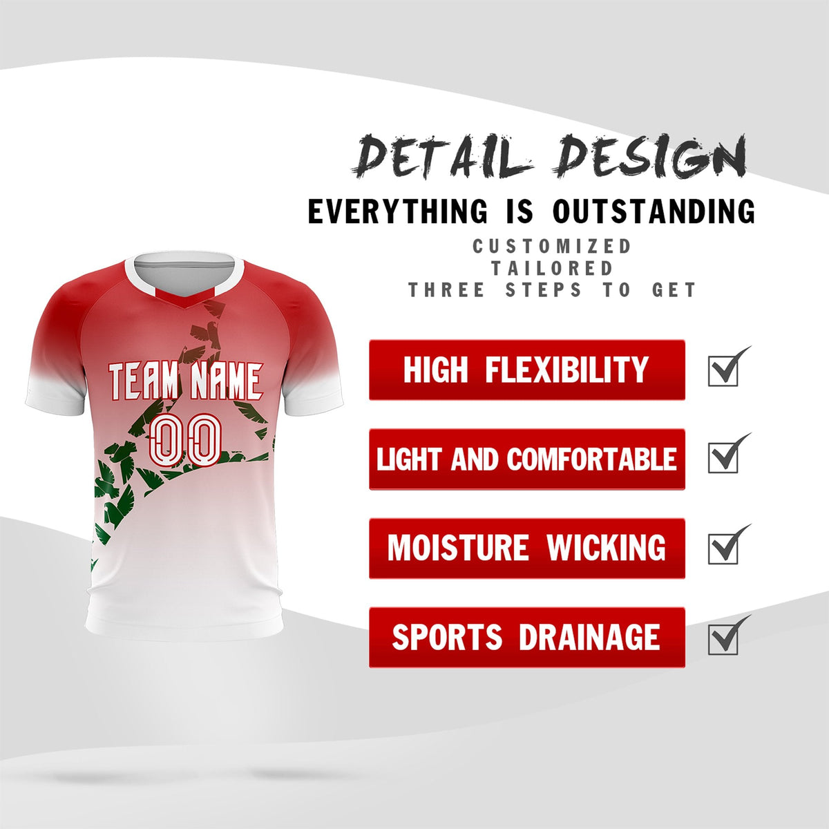 Custom Red Kelly Green Mexico Eagle World Cup Inspired Breathable Gradient Fashion Soccer Sets Jersey