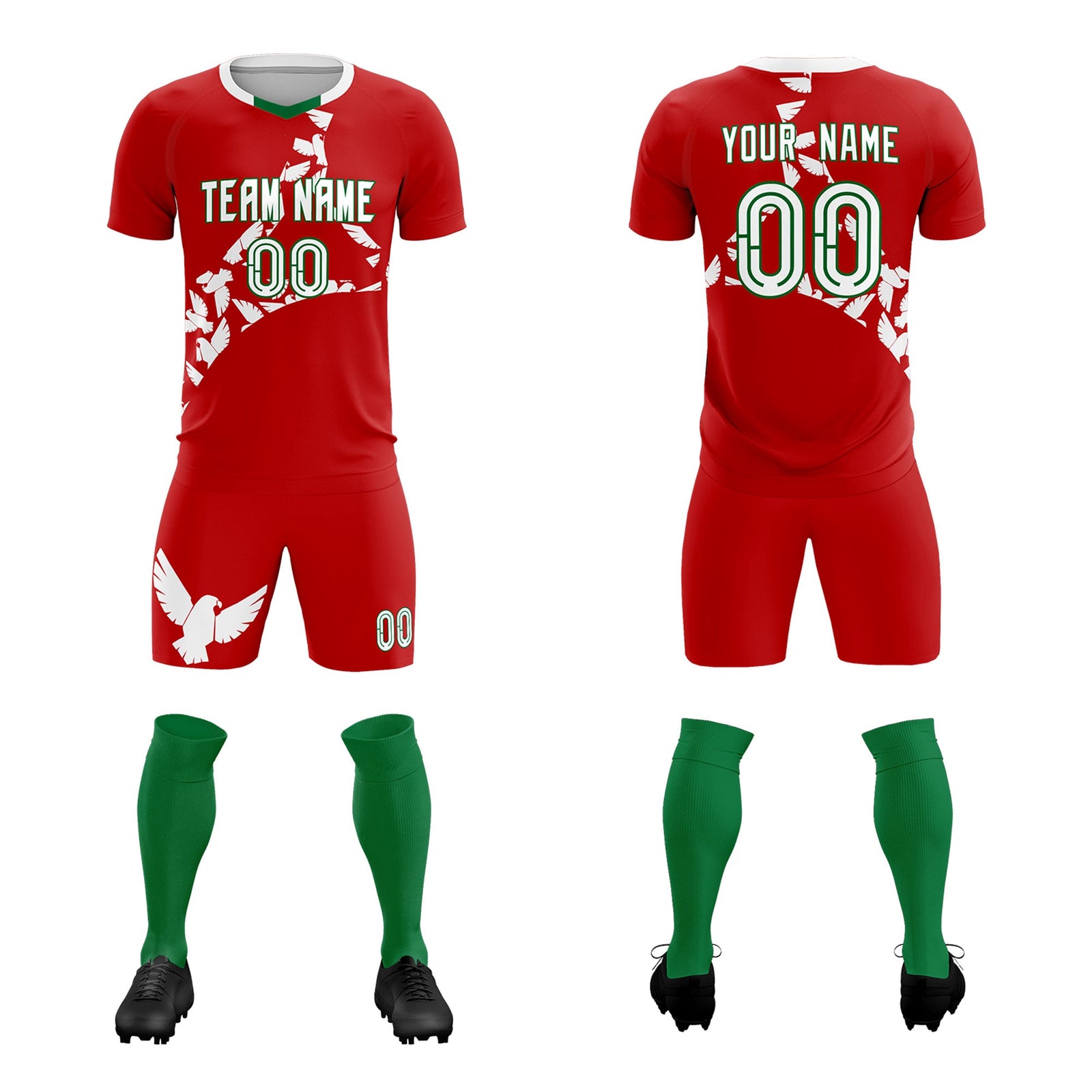 Custom Red White Mexico Eagle World Cup Inspired Quick-Drying Graffiti Pattern Soccer Sets Jersey