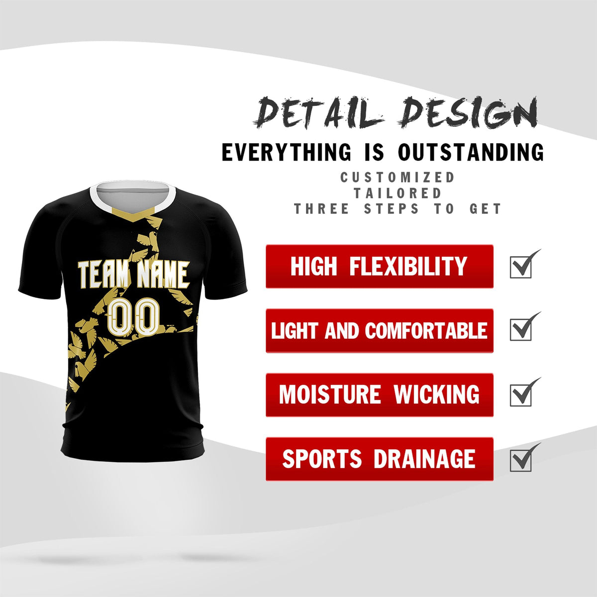 Custom Black Old Gold Mexico Eagle World Cup Inspired Quick-Drying Graffiti Pattern Soccer Sets Jersey