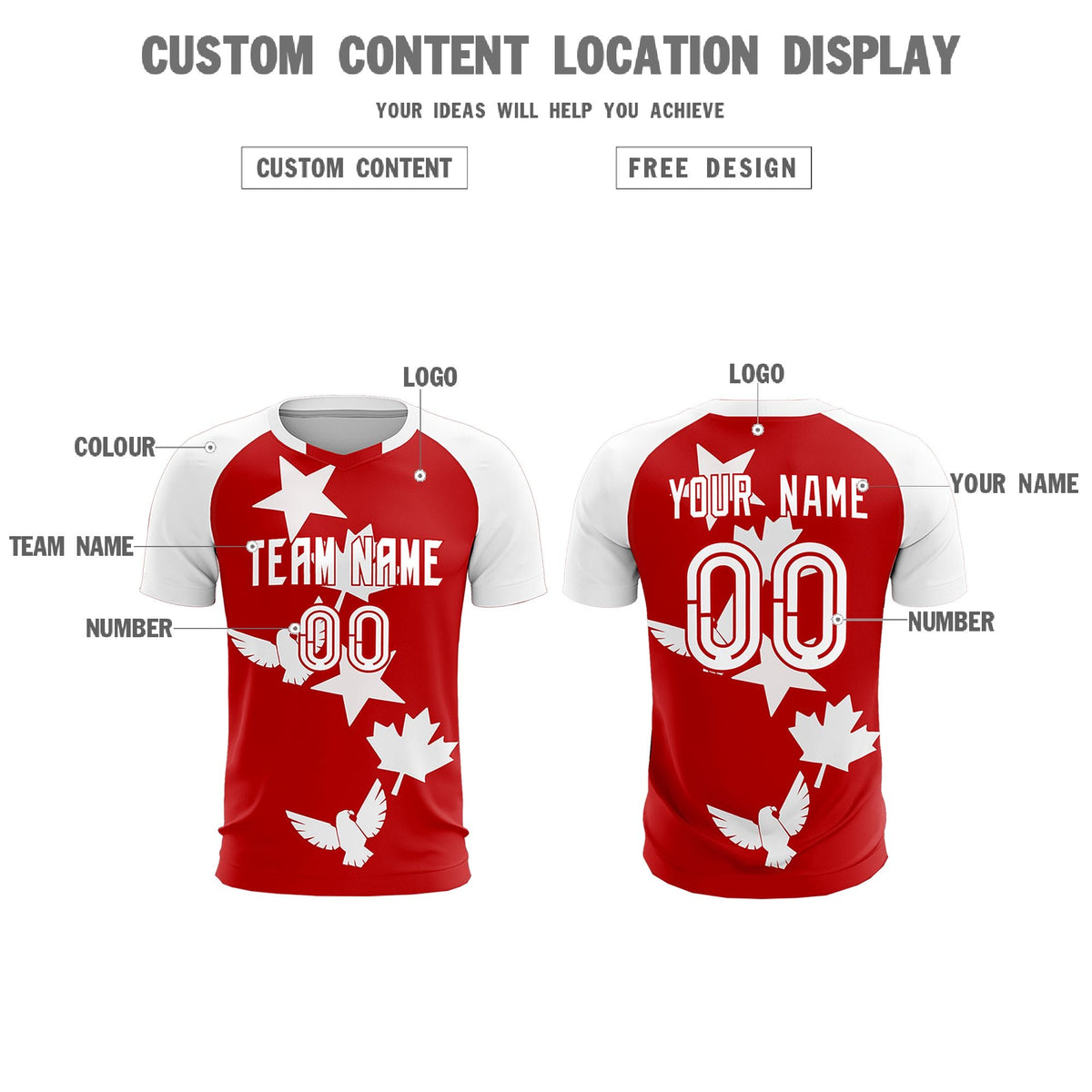 Custom White Red World Cup Inspired Lightweight&Drapable Training Uniform Raglan Sleeve Soccer Sets Jersey