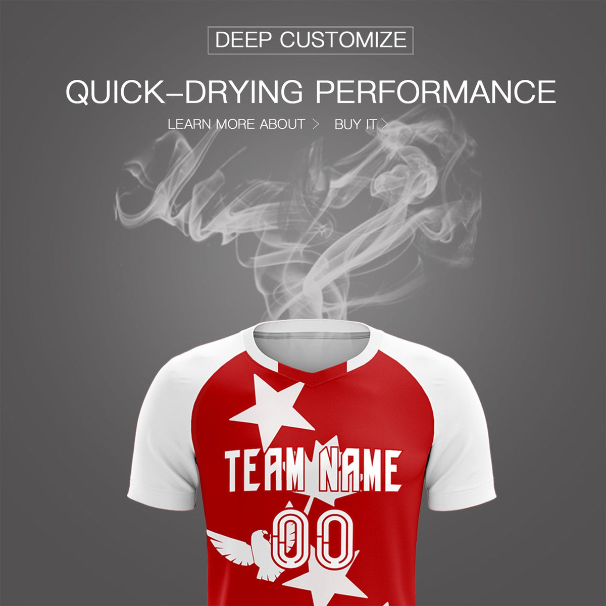 Custom White Red World Cup Inspired Lightweight&Drapable Training Uniform Raglan Sleeve Soccer Sets Jersey