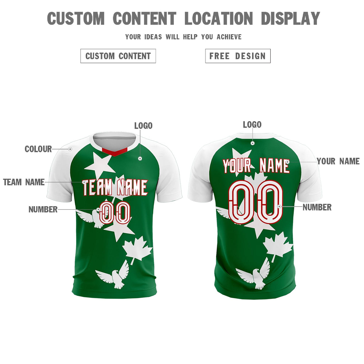 Custom White Kelly Green World Cup Inspired Wrinkle-Resistant Training Uniform Raglan Sleeve Soccer Sets Jersey