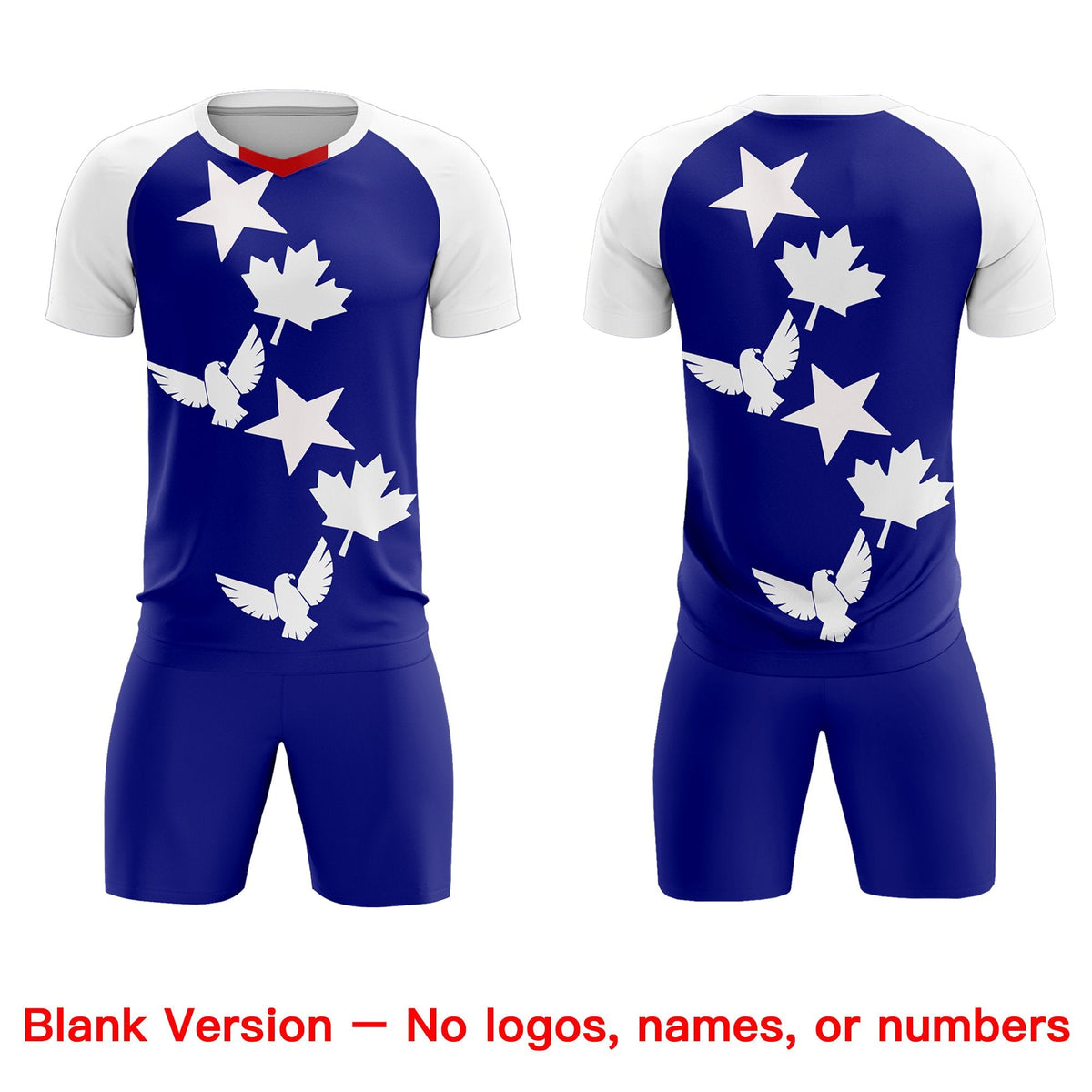 Custom White Royal World Cup Inspired Breathable&amp;Quick-Drying Training Uniform Raglan Sleeve Soccer Sets Jersey