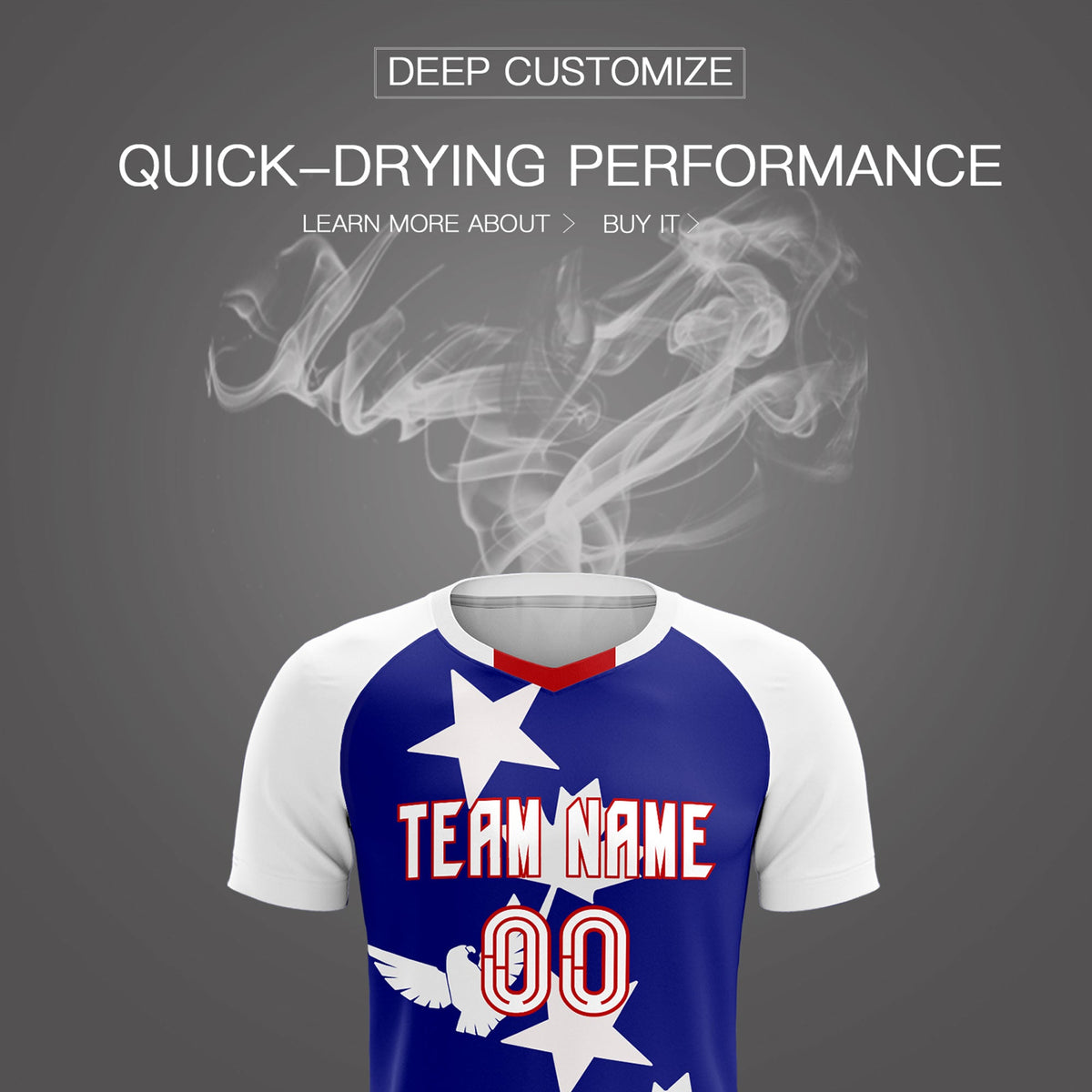 Custom White Royal World Cup Inspired Breathable&amp;Quick-Drying Training Uniform Raglan Sleeve Soccer Sets Jersey