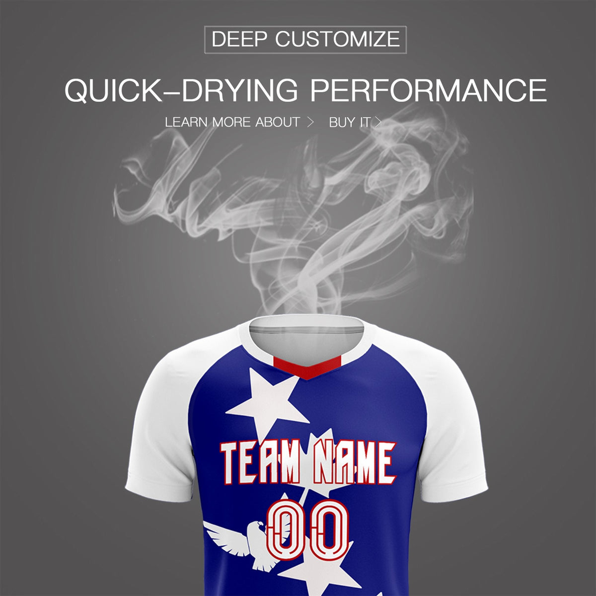Custom White Royal World Cup Inspired Breathable&amp;Quick-Drying Training Uniform Raglan Sleeve Soccer Sets Jersey