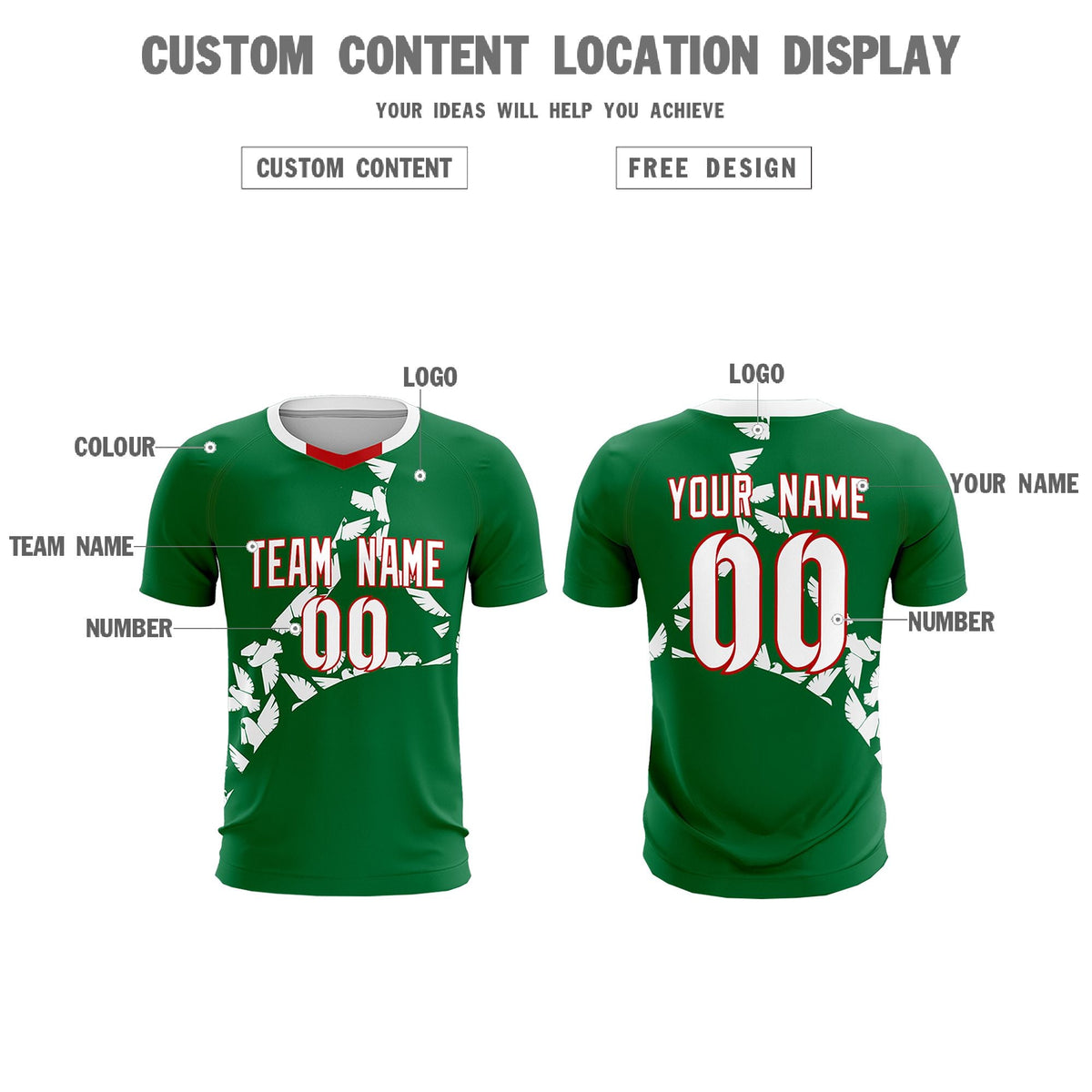 Custom Kelly Green White Mexico Eagle World Cup Inspired Wrinkle-Resistant Graffiti Pattern Soccer Sets Jersey