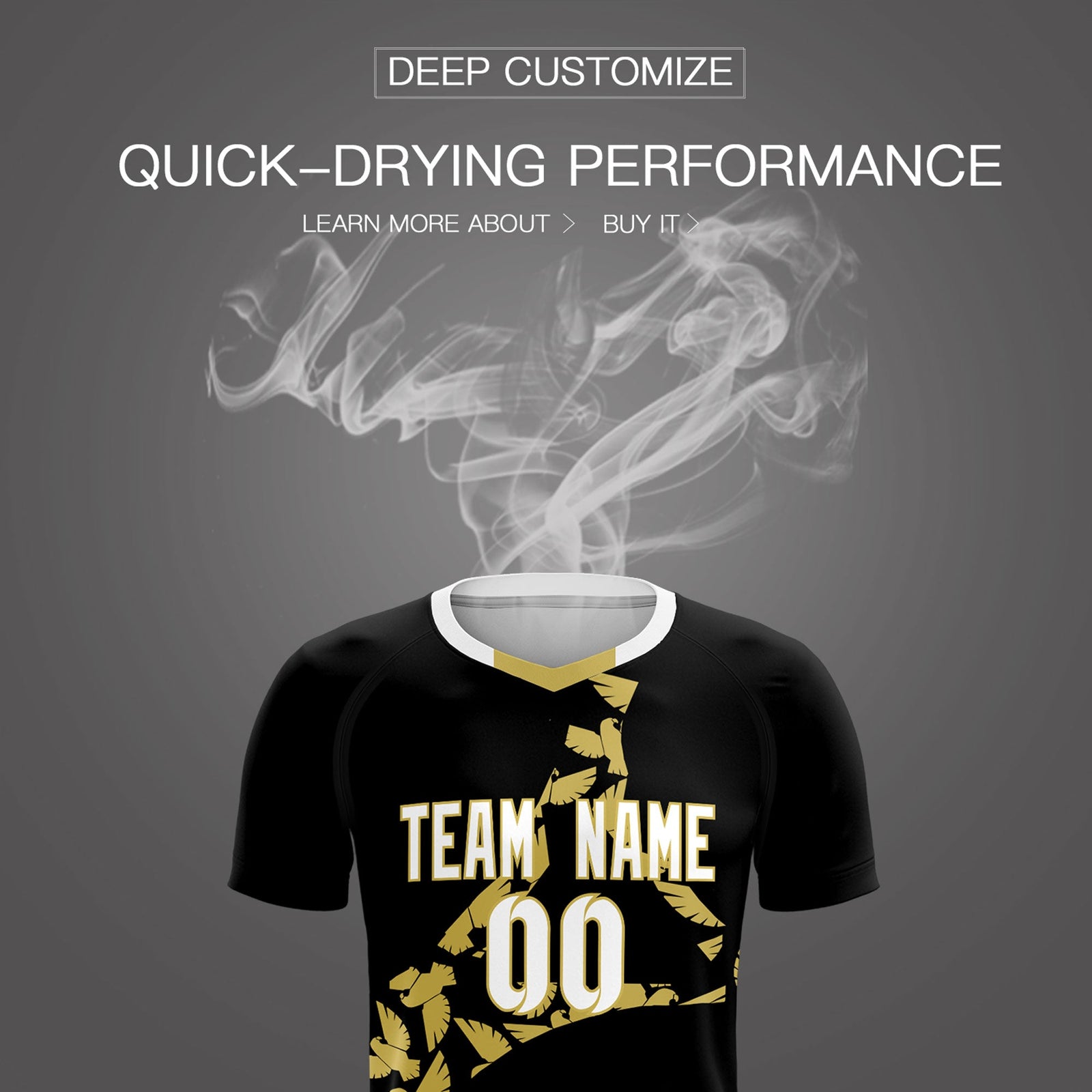 Custom Black Old Gold Mexico Eagle World Cup Inspired Quick-Drying Graffiti Pattern Soccer Sets Jersey