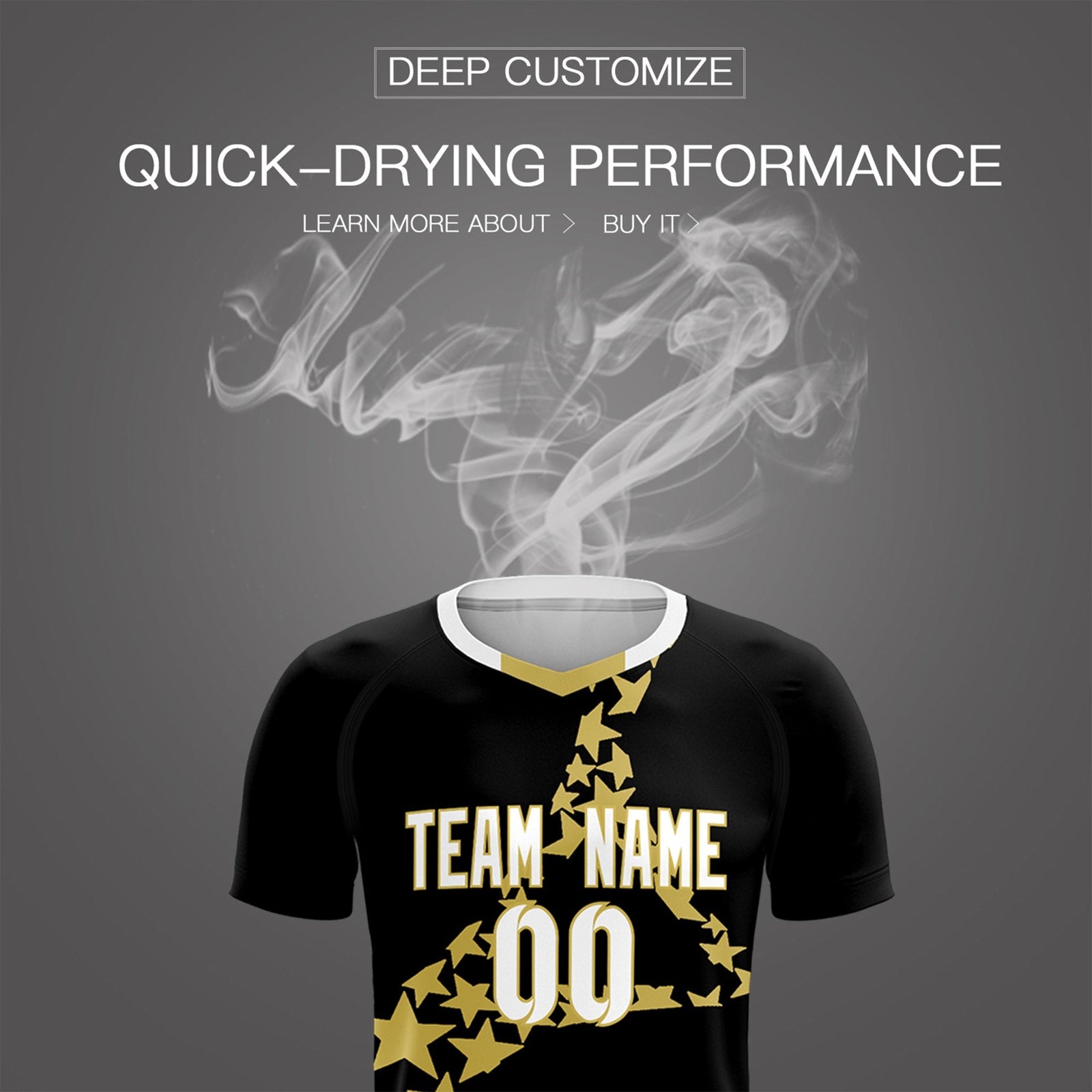 Custom Black Old Gold America Star World Cup Inspired Lightweight Graffiti Pattern Soccer Sets Jersey