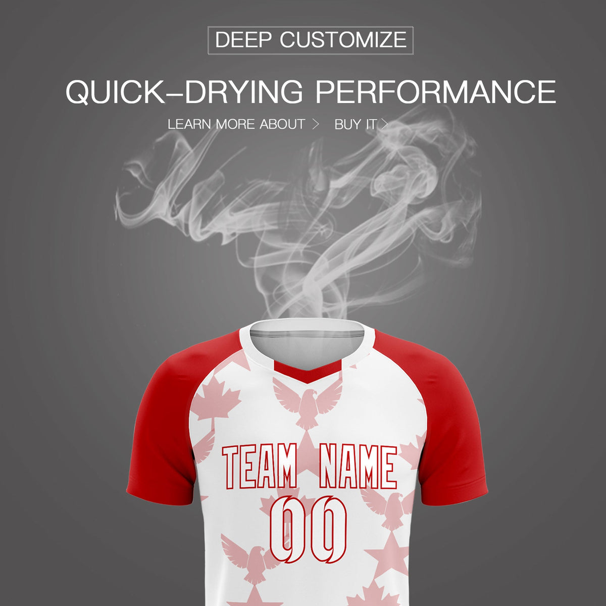 Custom Red White World Cup Inspired Breathable&Quick-Drying Training Uniform Raglan Sleeve Soccer Sets Jersey