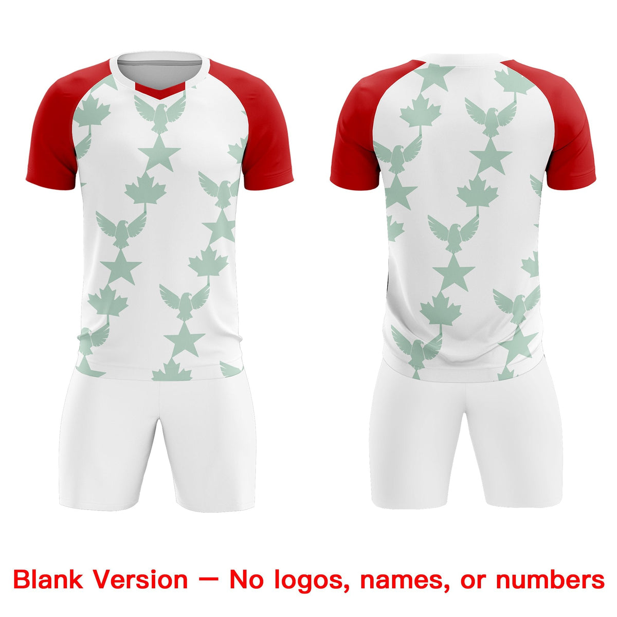 Custom Red White World Cup Inspired Lightweight&Drapable Training Uniform Raglan Sleeve Soccer Sets Jersey