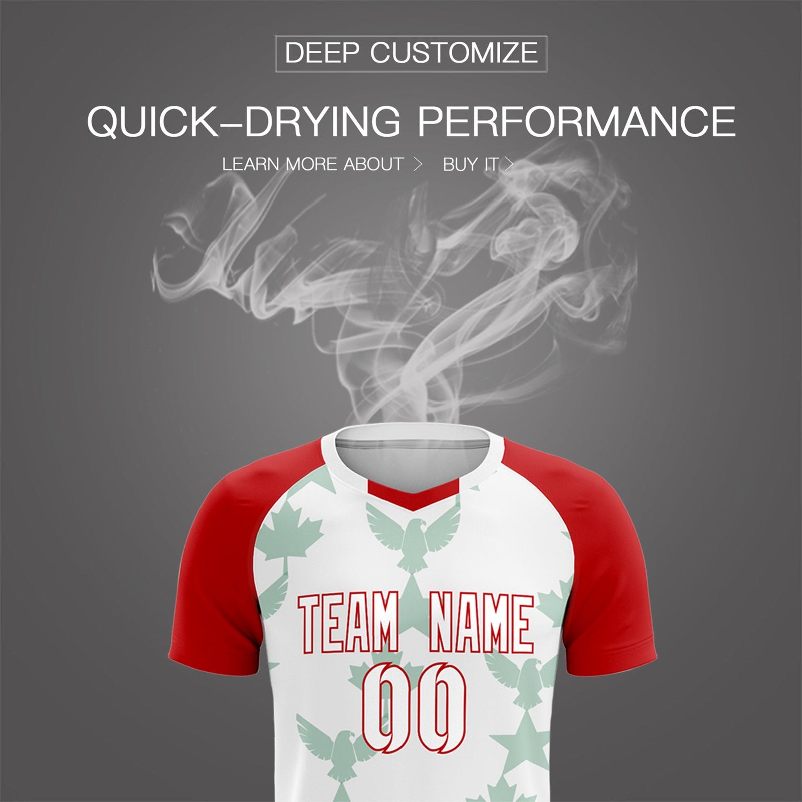 Custom Red White World Cup Inspired Lightweight&Drapable Training Uniform Raglan Sleeve Soccer Sets Jersey