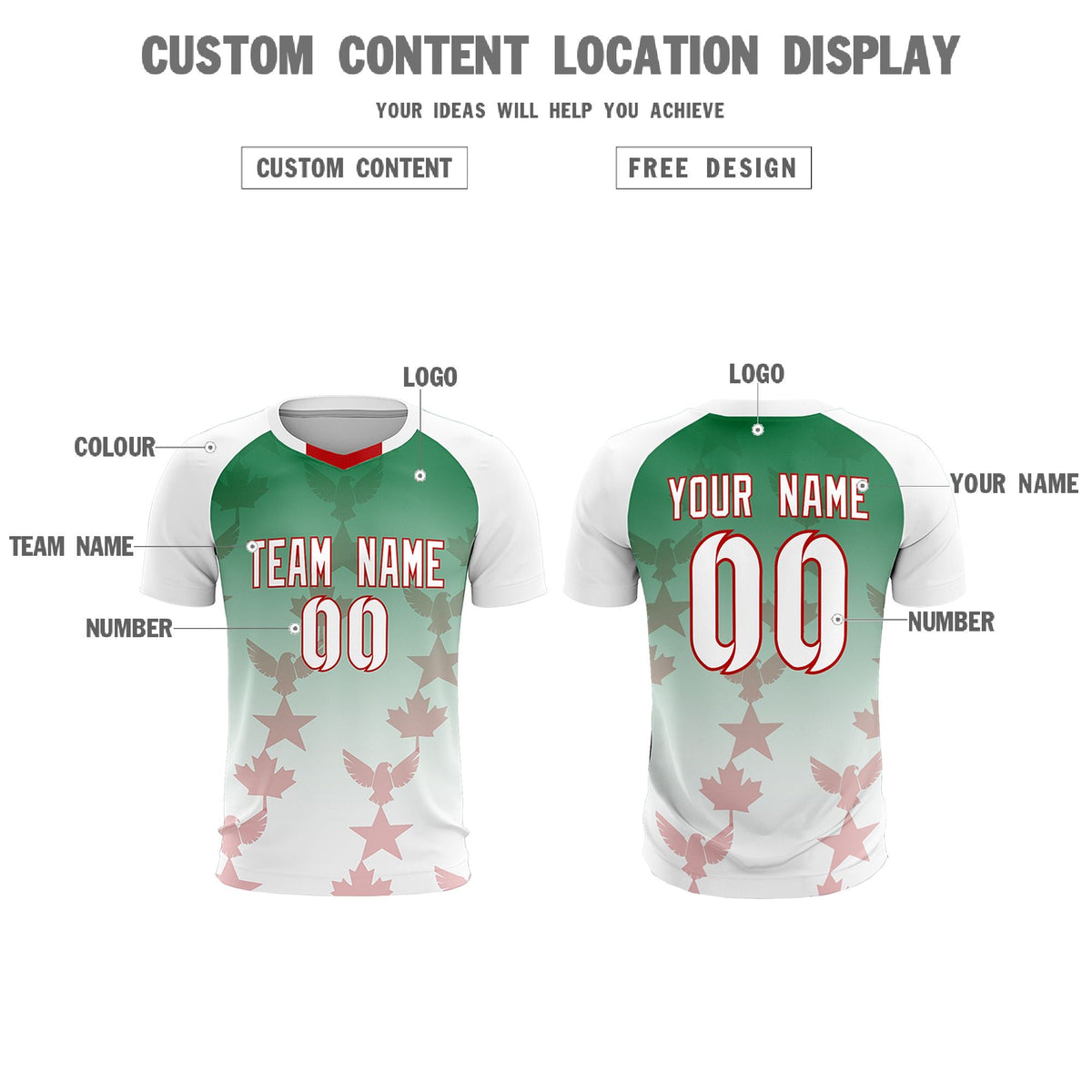 Custom White Kelly Green World Cup Inspired Quick-Drying Training Uniform Gradient Fashion Soccer Sets Jersey