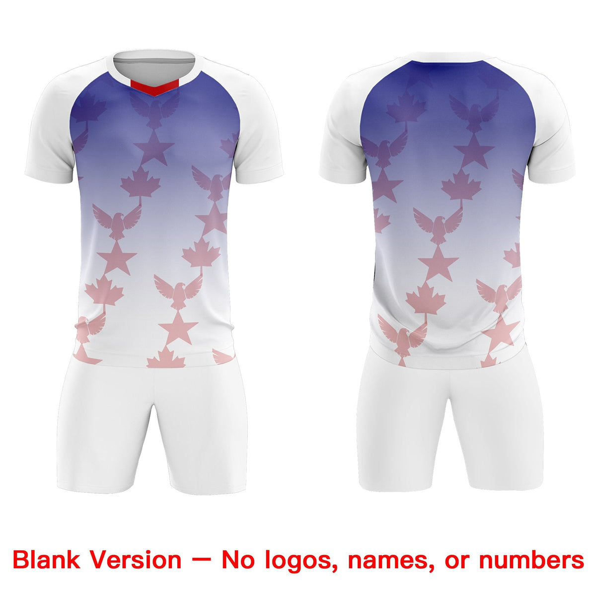 Custom White Royal World Cup Inspired Lightweight&Drapable Training Uniform Gradient Fashion Soccer Sets Jersey