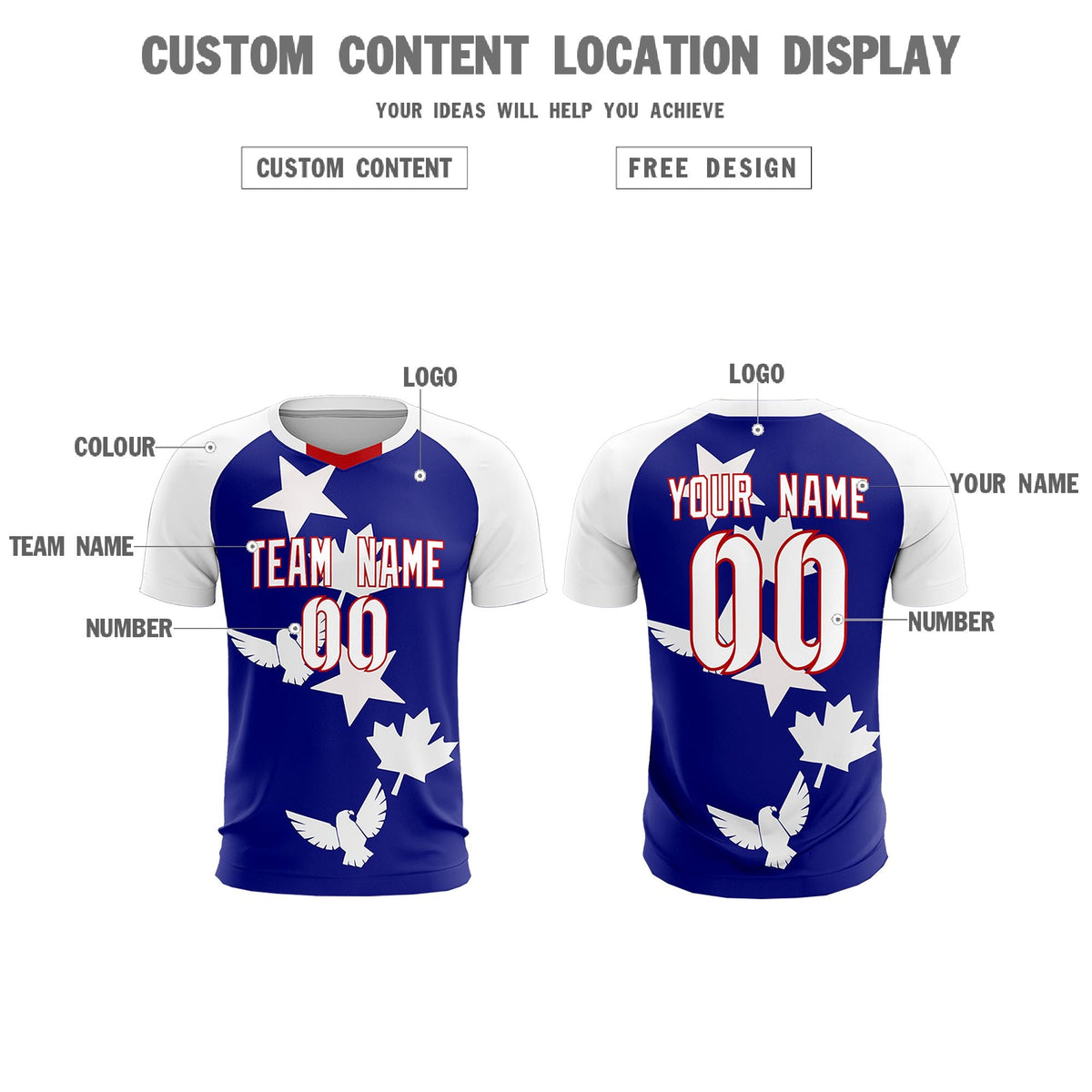 Custom White Royal World Cup Inspired Breathable&amp;Quick-Drying Training Uniform Raglan Sleeve Soccer Sets Jersey