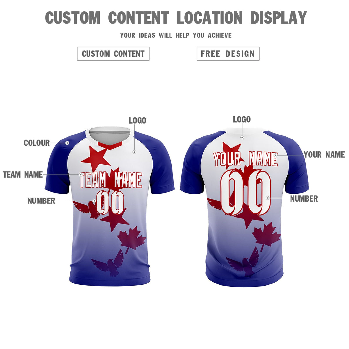 Custom Royal White World Cup Inspired Lightweight&Drapable Training Uniform Gradient Fashion Soccer Sets Jersey