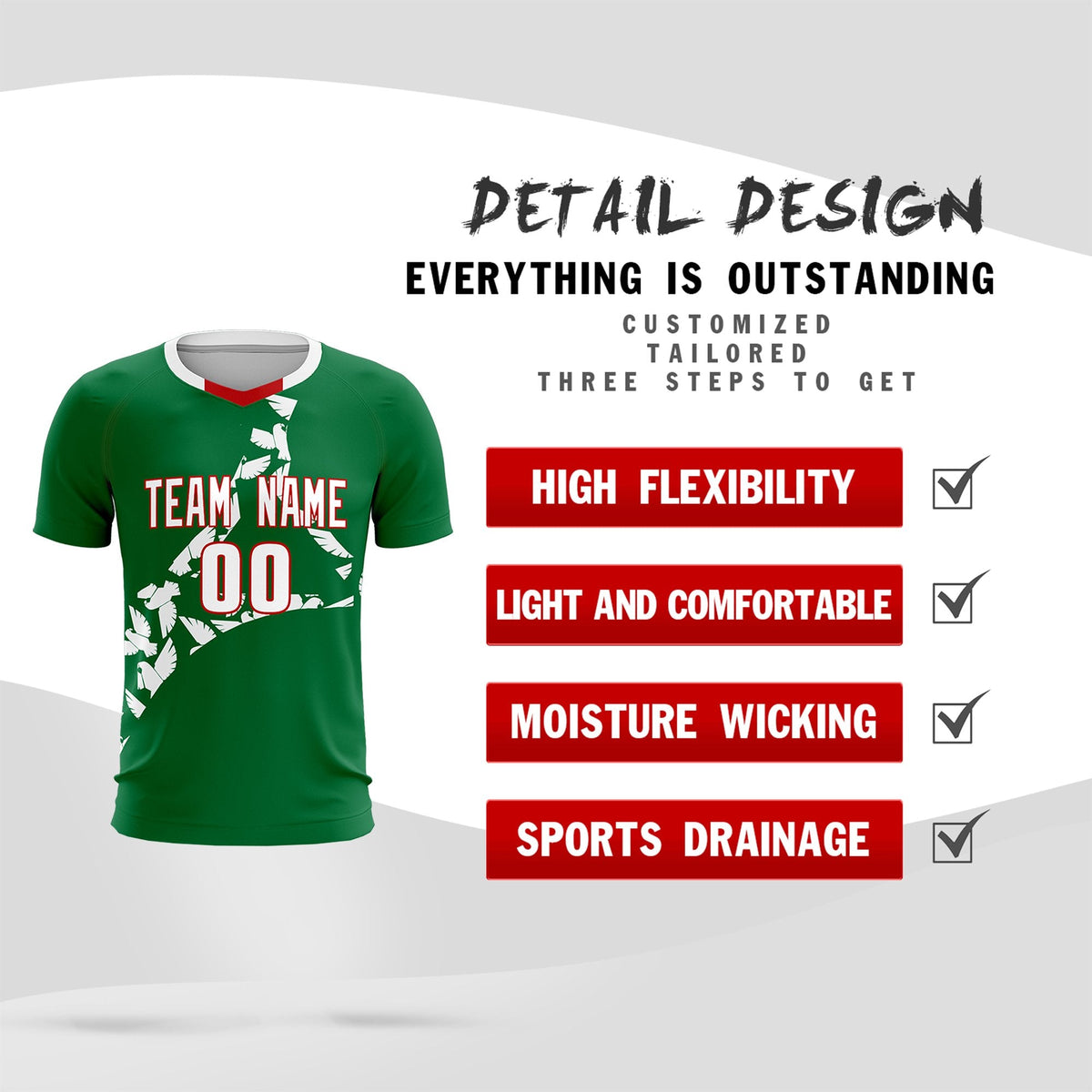 Custom Kelly Green White Mexico Eagle World Cup Inspired Wrinkle-Resistant Graffiti Pattern Soccer Sets Jersey